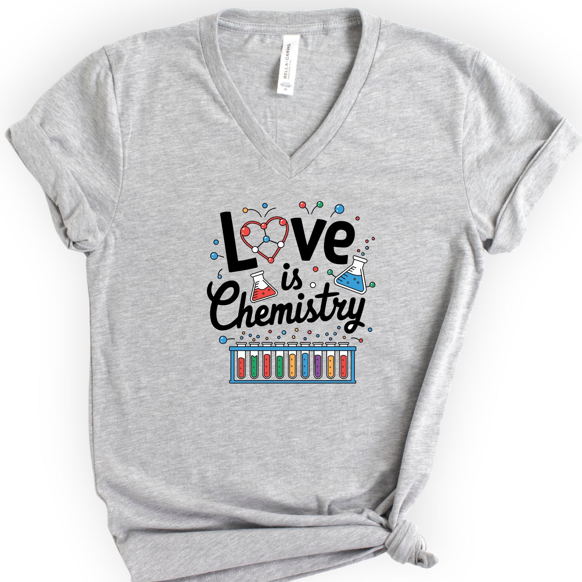 Love Is Chemistry v-neck t-shirt — Athletic Heather