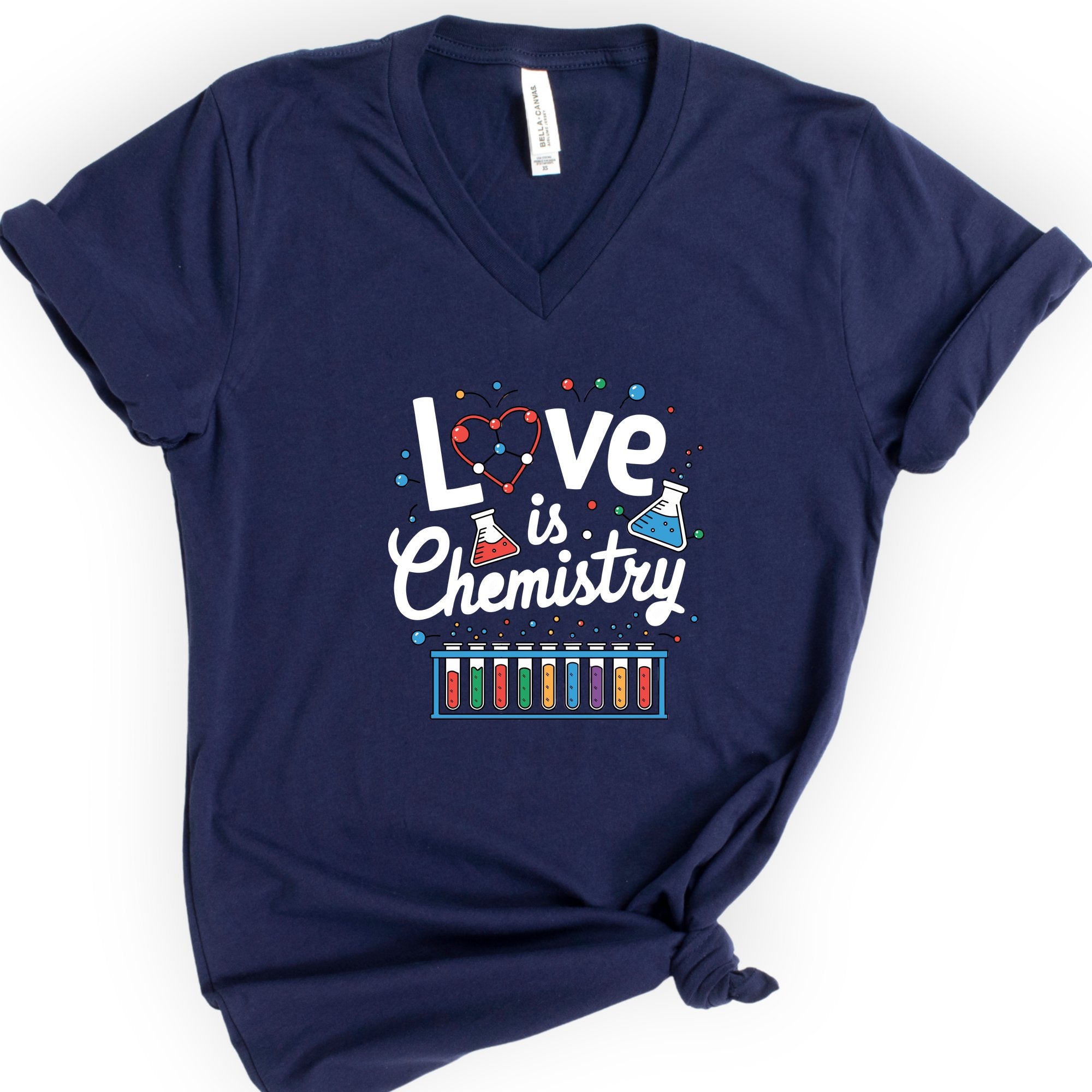 Love Is Chemistry v-neck t-shirt — Navy