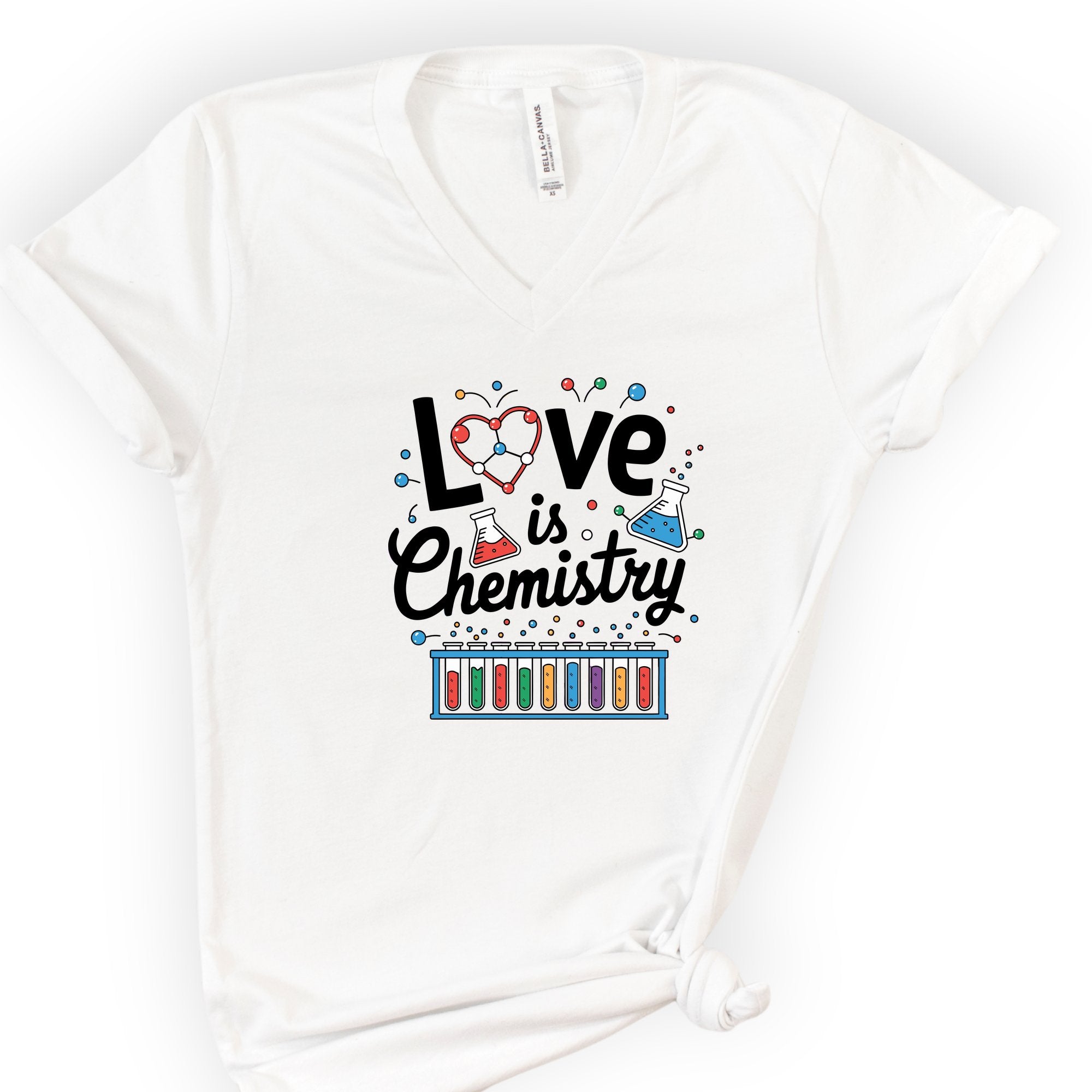 Love Is Chemistry v-neck t-shirt — White