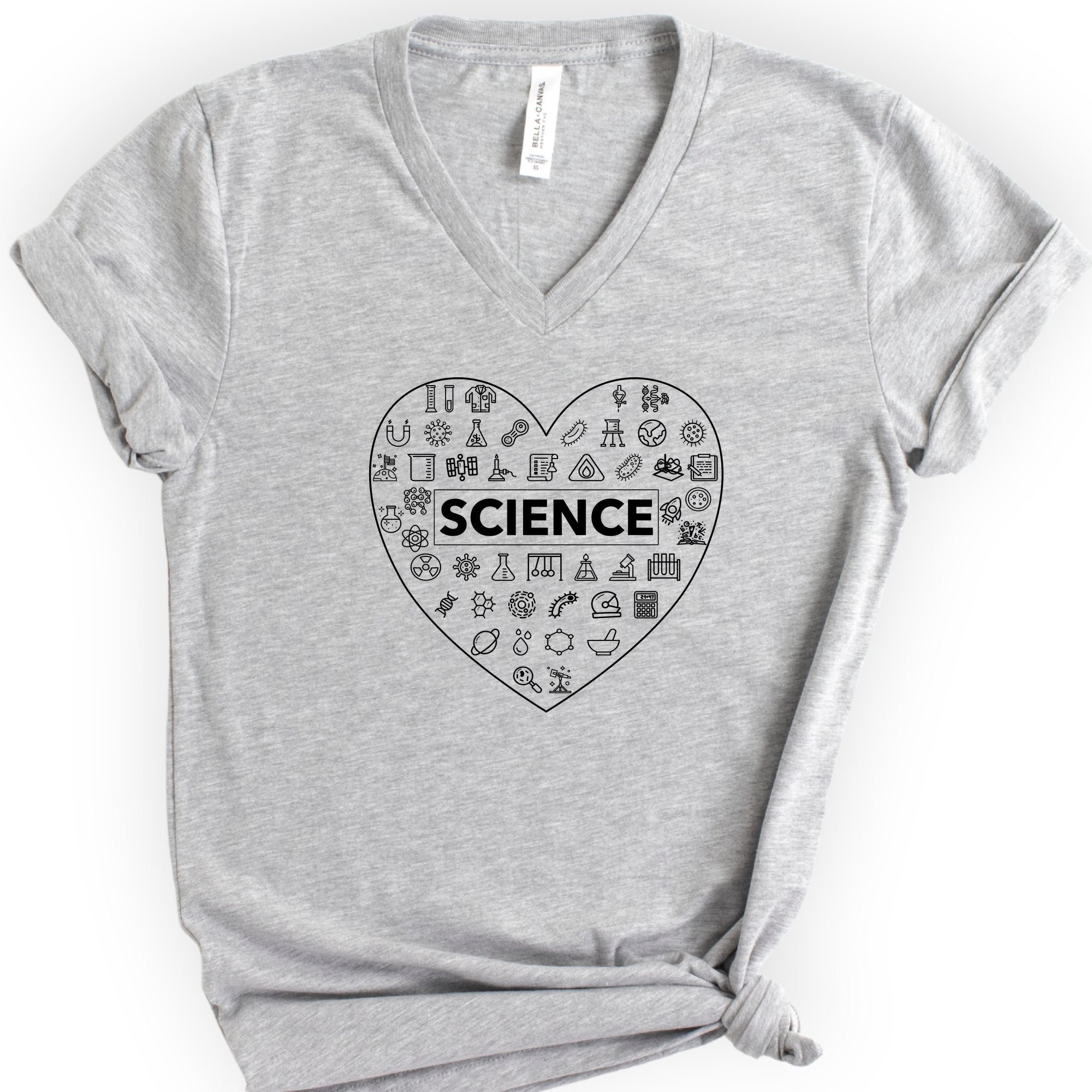 Love of Science v-neck t-shirt — Athletic Heather