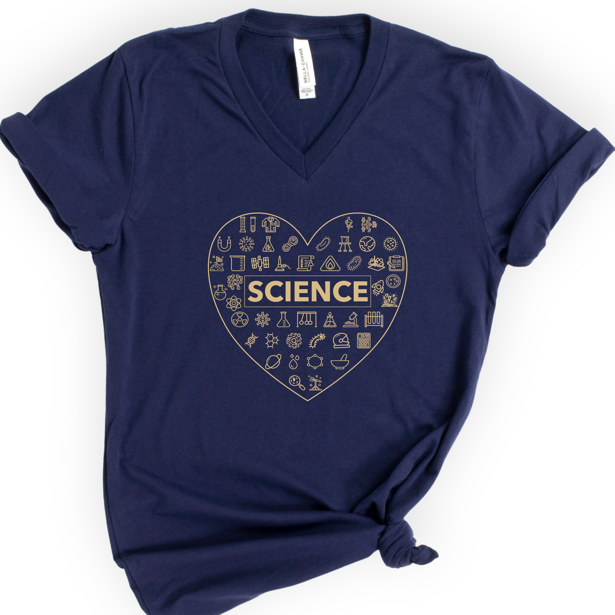 Love of Science v-neck t-shirt — Navy