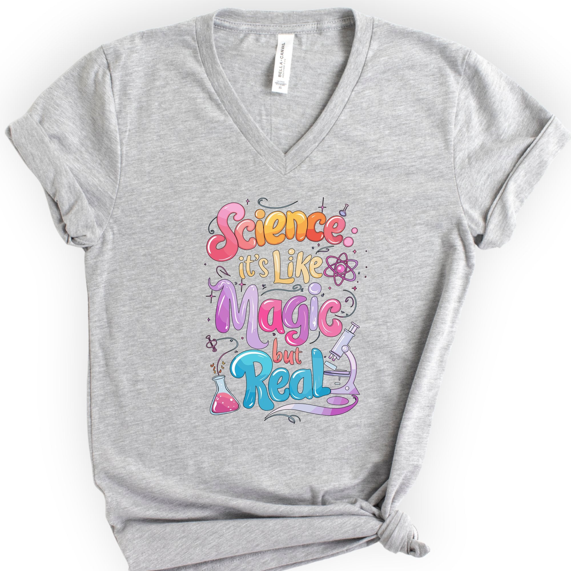 Magic of Science v-neck t-shirt — Athletic Heather