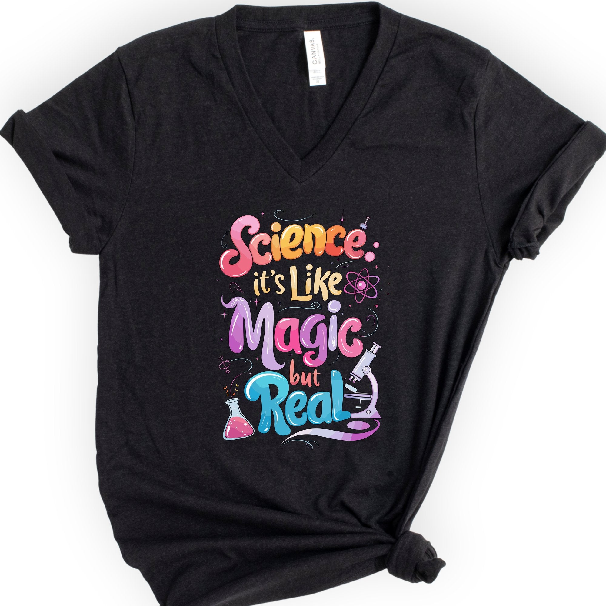 Magic of Science v-neck t-shirt — Black
