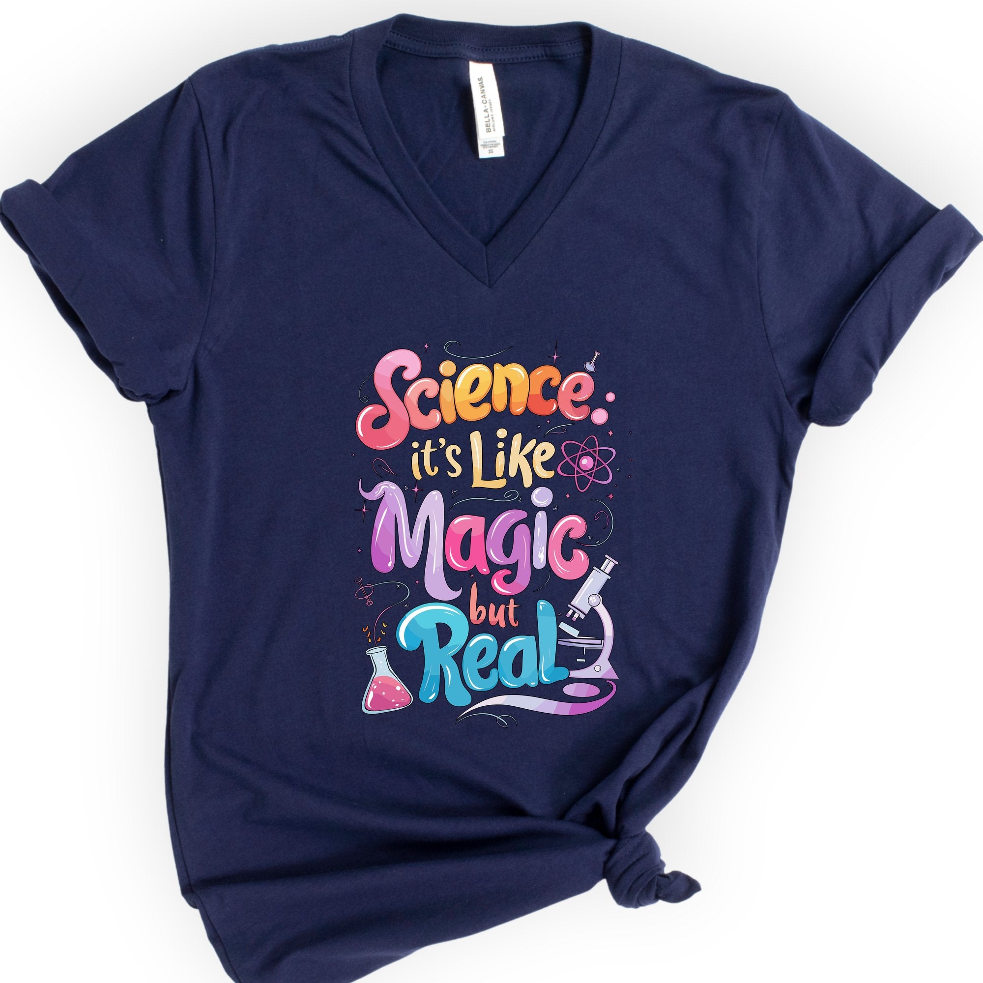 Magic of Science v-neck t-shirt — Navy