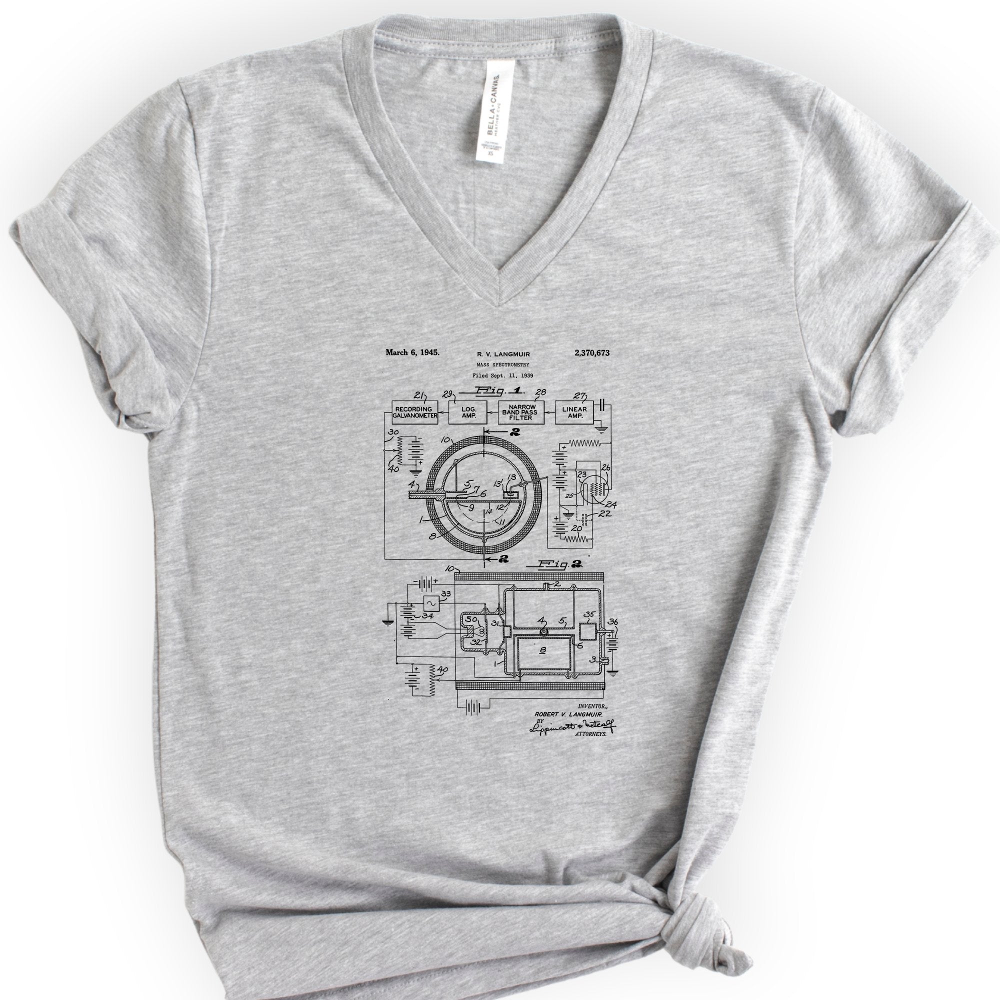 Mass Spec Patent v-neck t-shirt — Athletic Heather