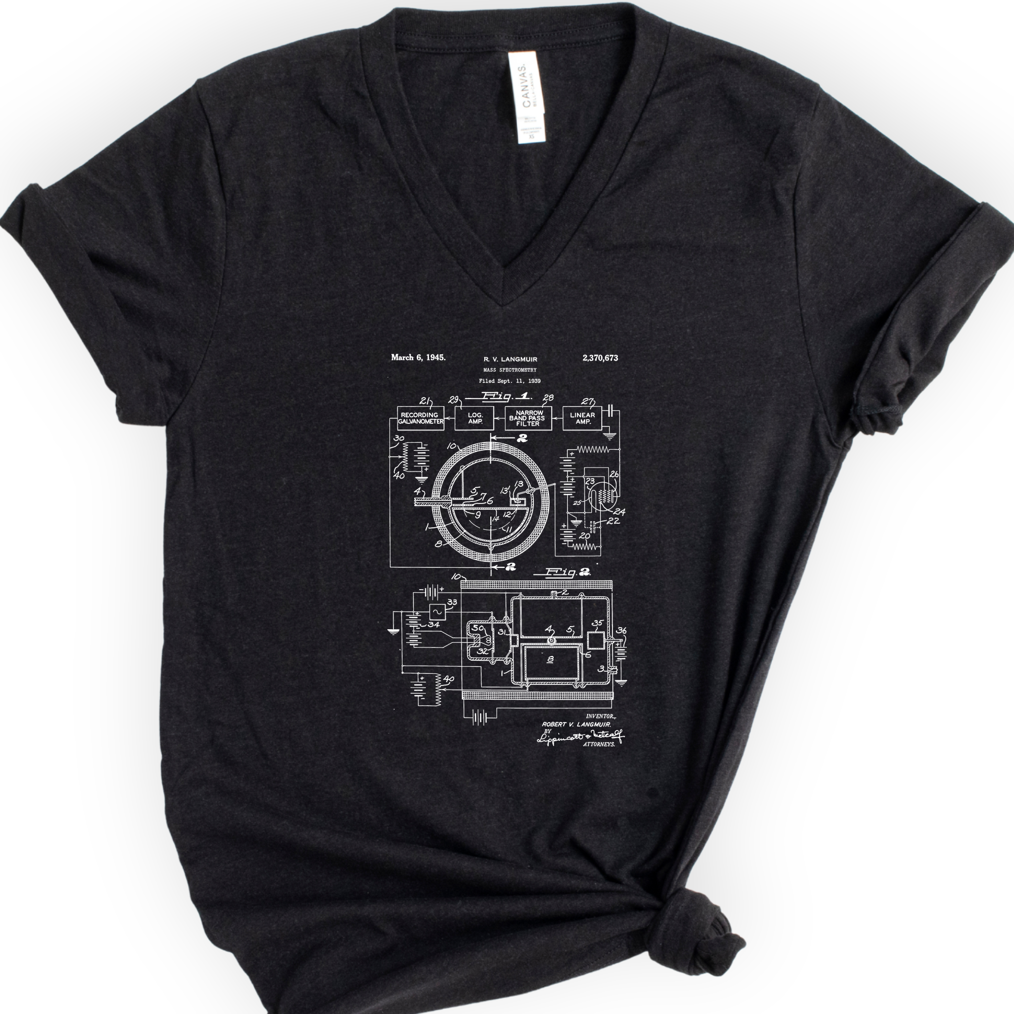 Mass Spec Patent v-neck t-shirt — Black