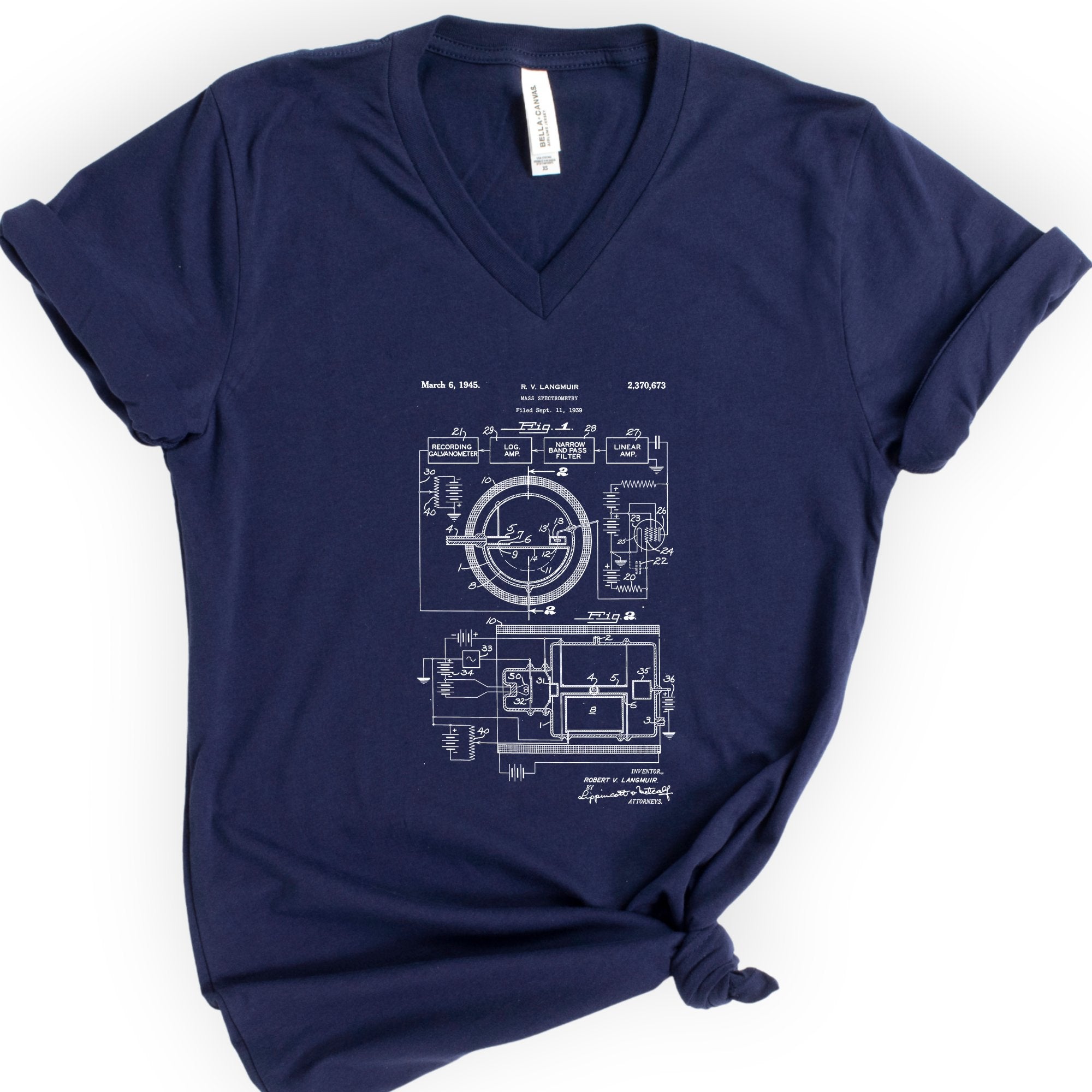 Mass Spec Patent v-neck t-shirt — Navy