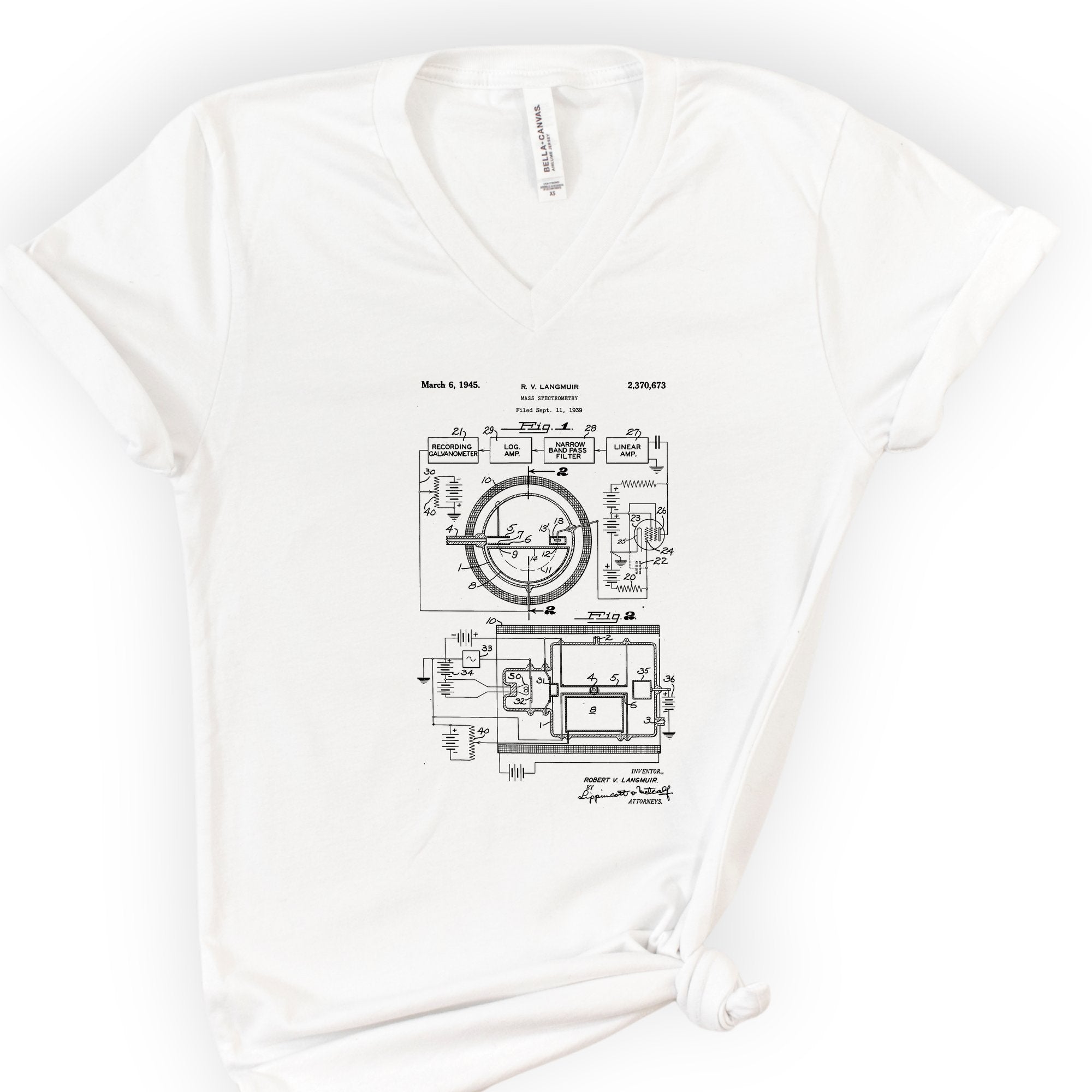 Mass Spec Patent v-neck t-shirt — White