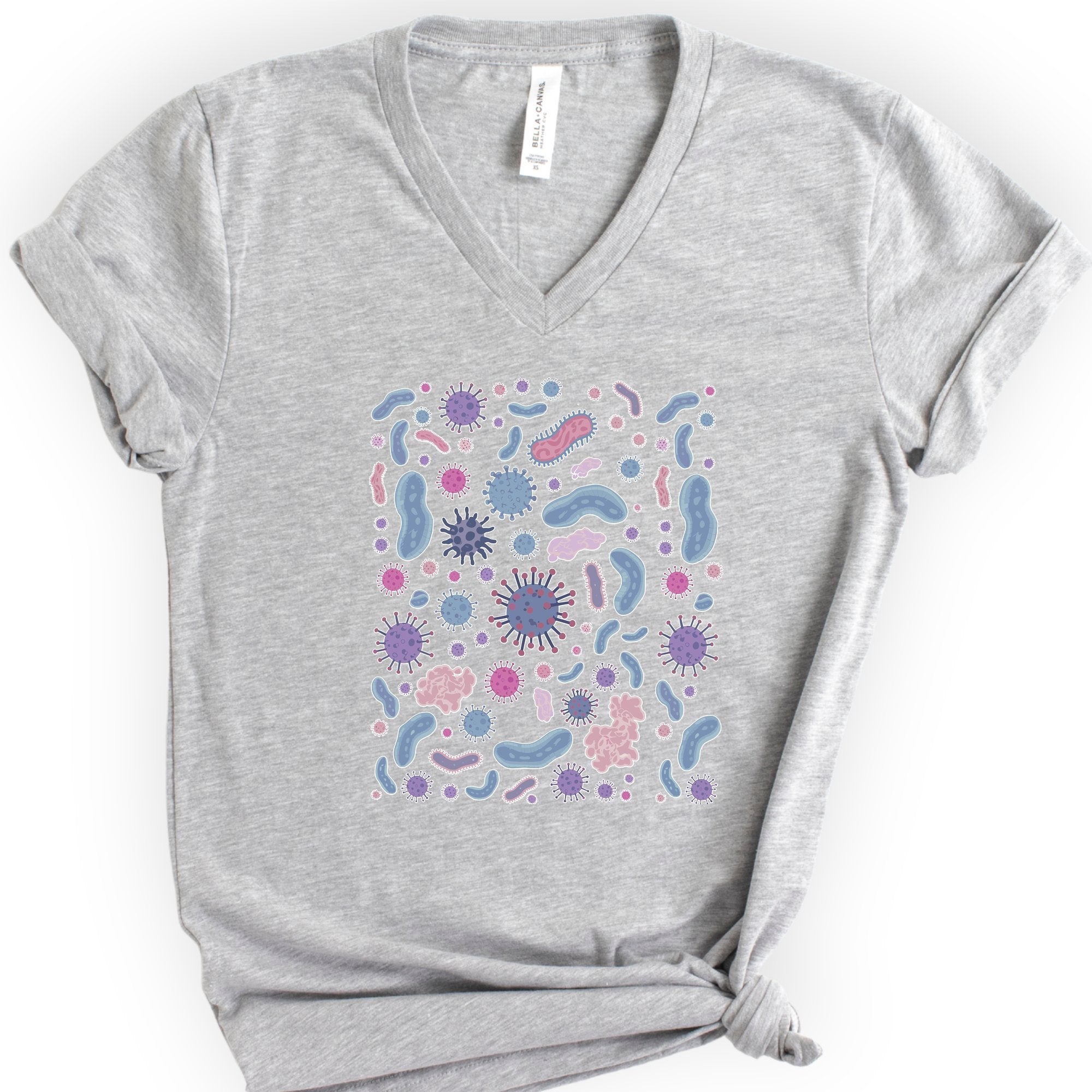 Microbiology v-neck t-shirt — Athletic Heather