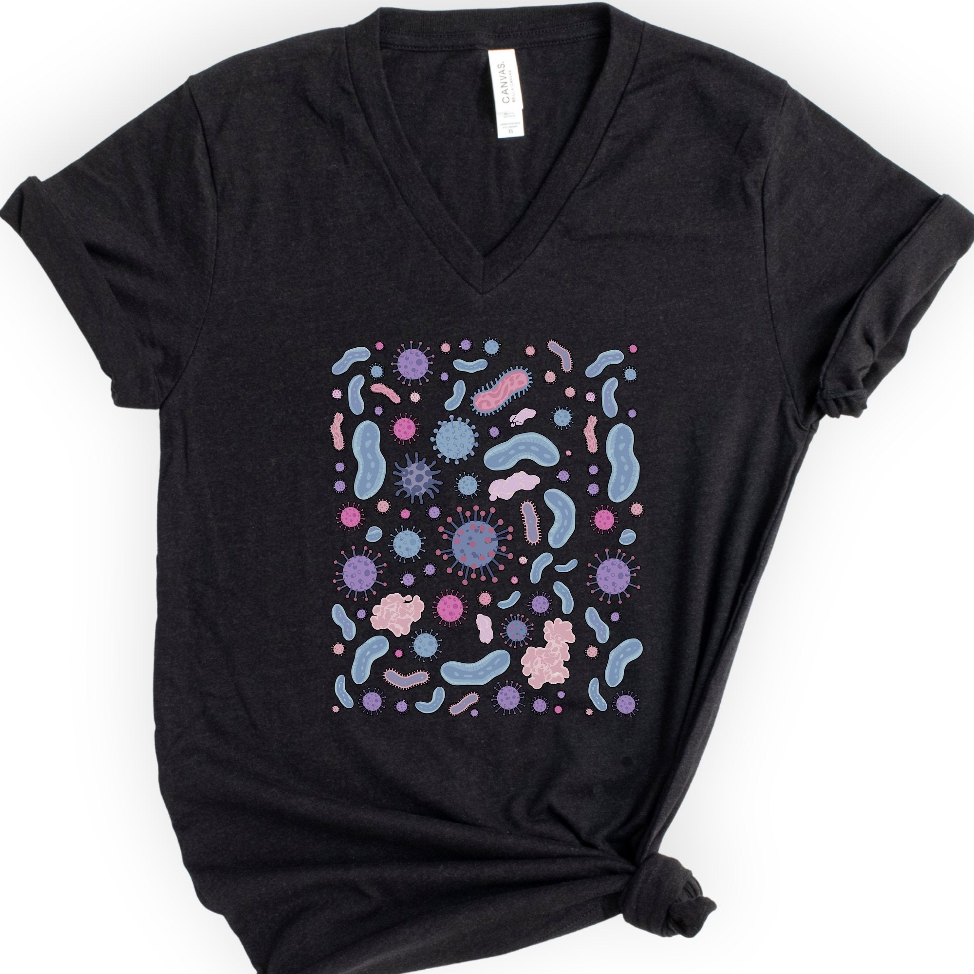 Microbiology v-neck t-shirt — Black