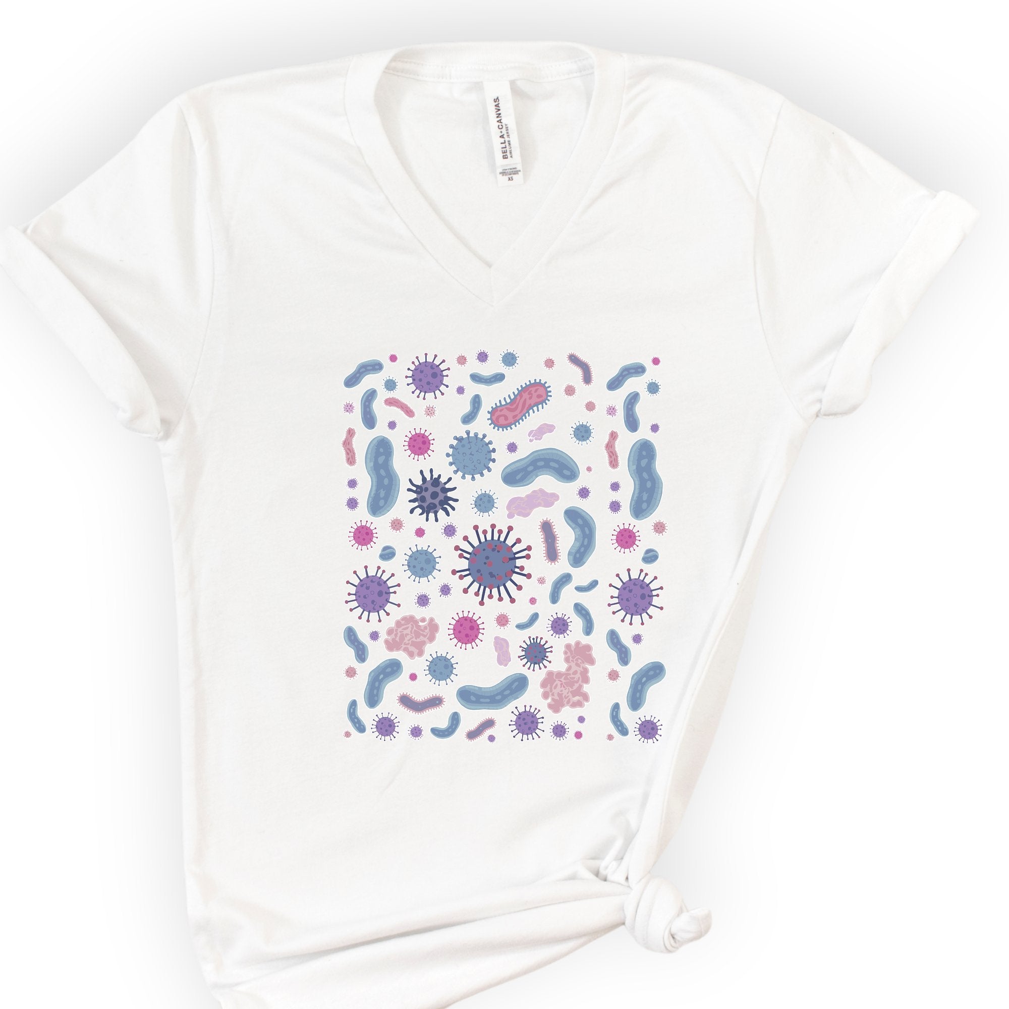 Microbiology v-neck t-shirt — White