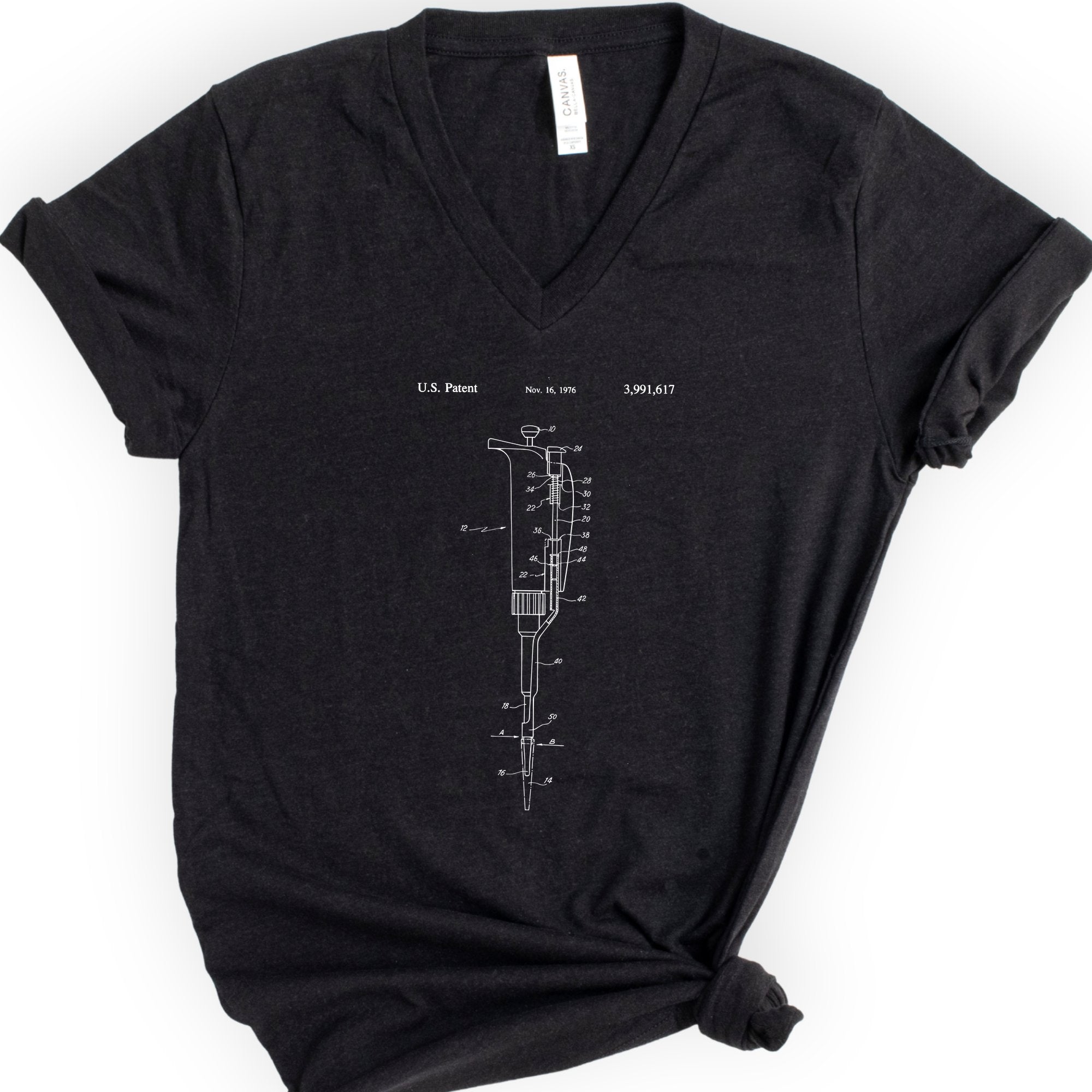 Micropipette Patent v-neck t-shirt — Black