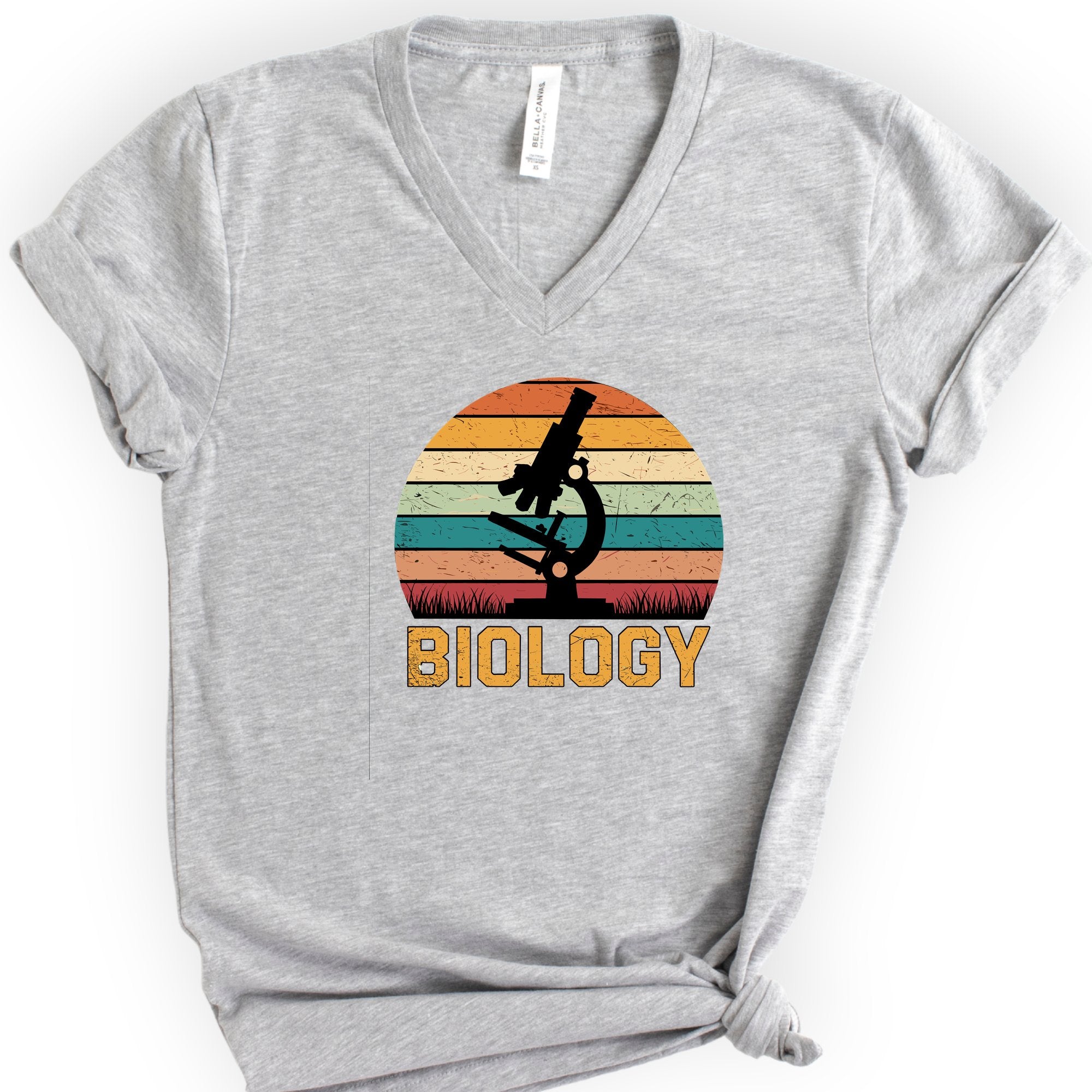 Microscope Sunset v-neck t-shirt — Athletic Heather
