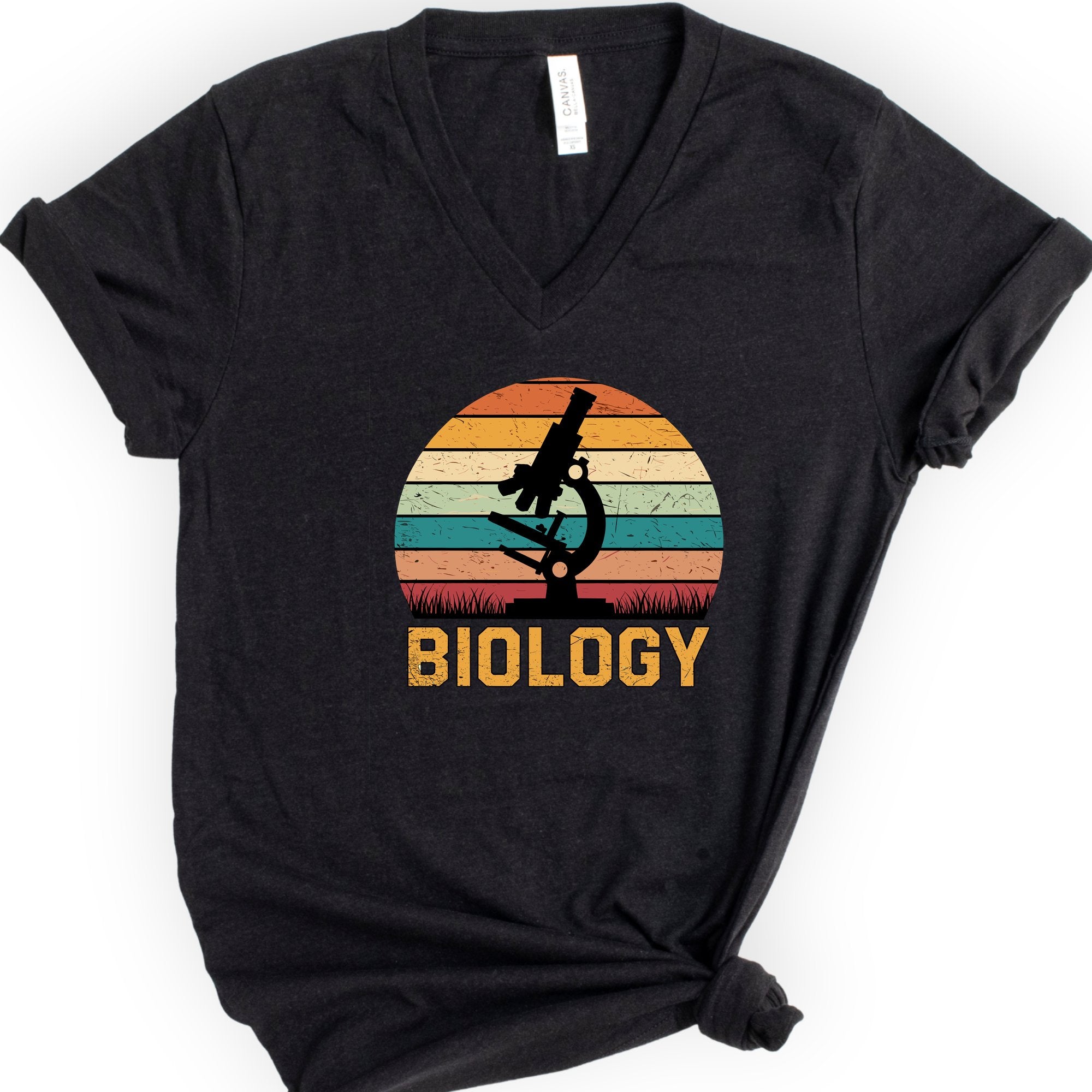 Microscope Sunset v-neck t-shirt — Black