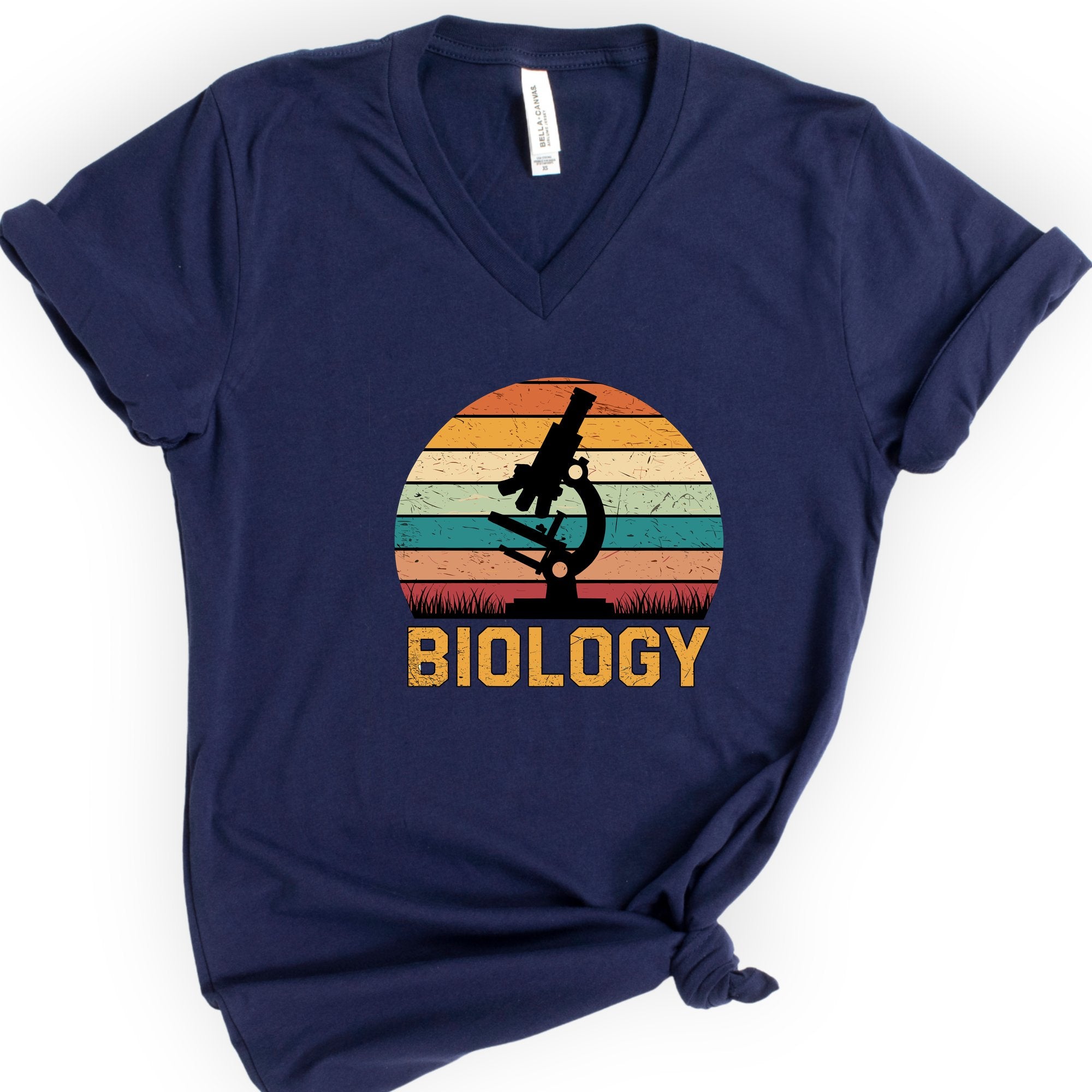 Microscope Sunset v-neck t-shirt — Navy