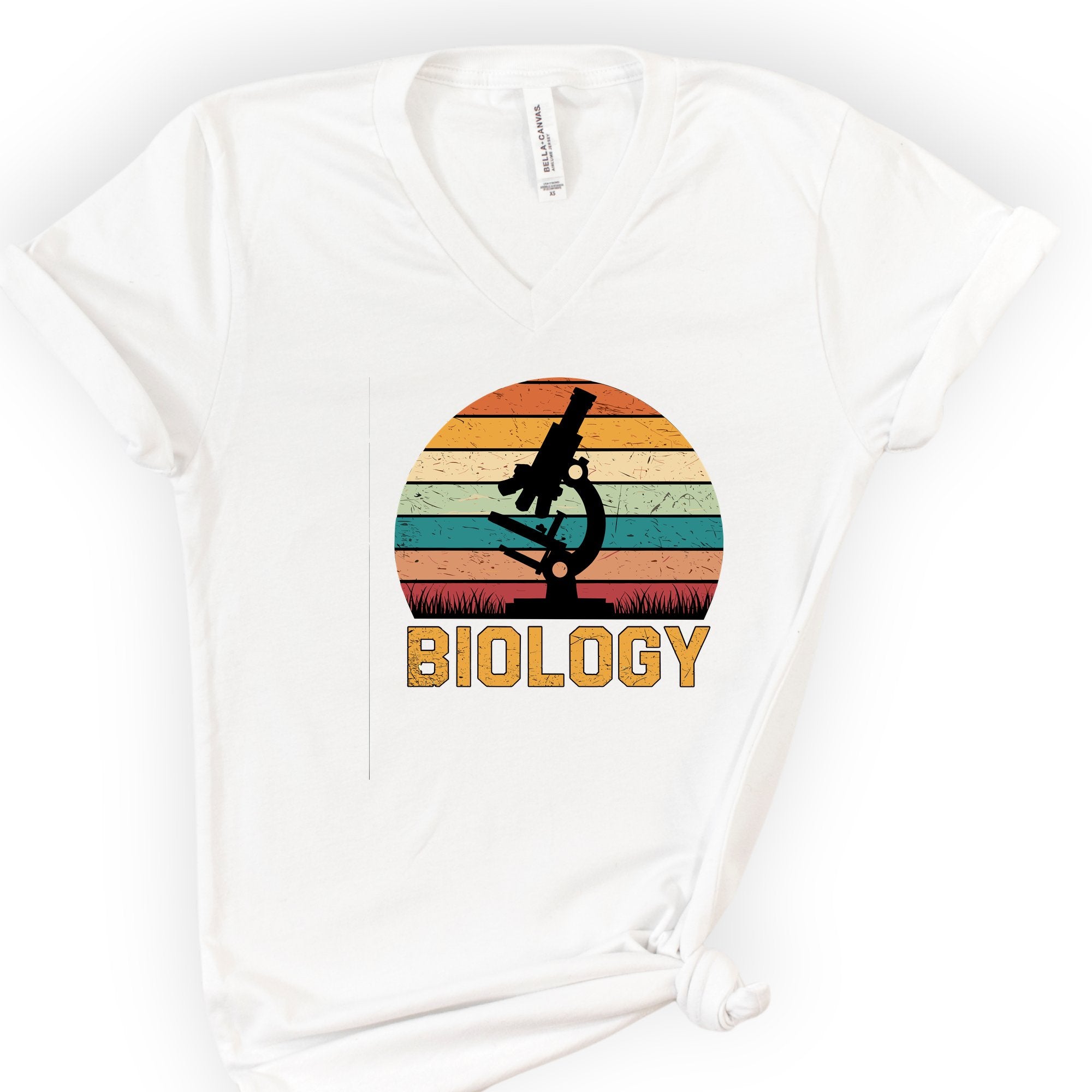 Microscope Sunset v-neck t-shirt — White