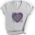 Mitochondria Heart v-neck t-shirt — Athletic Heather