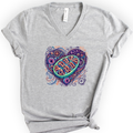 Mitochondria Heart v-neck t-shirt — Athletic Heather