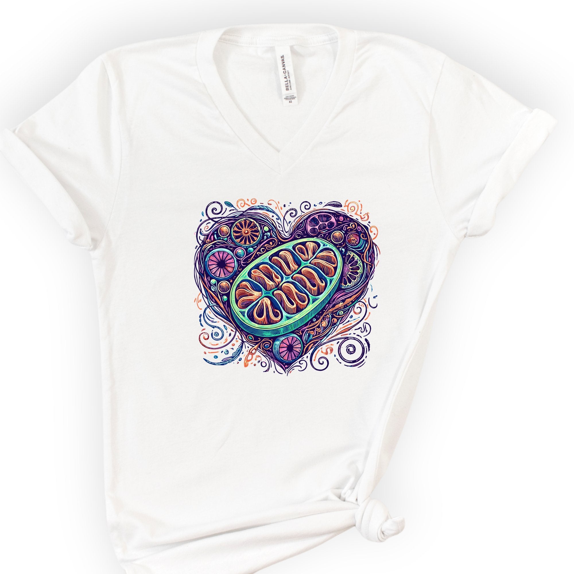 Mitochondria Heart v-neck t-shirt — White