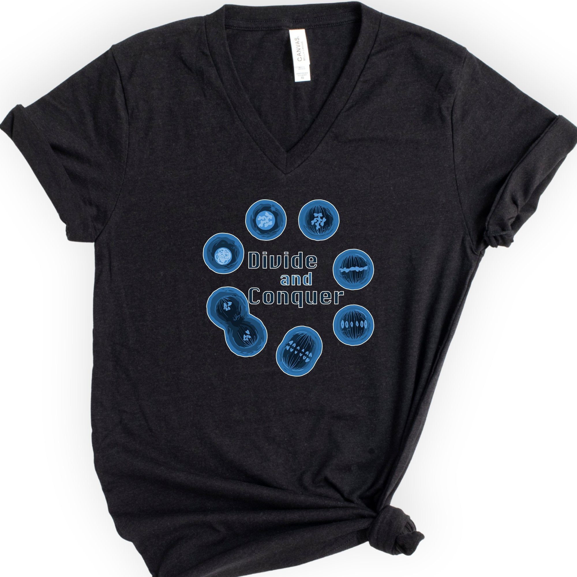 Mitosis Divide and Conquer v-neck t-shirt — Black
