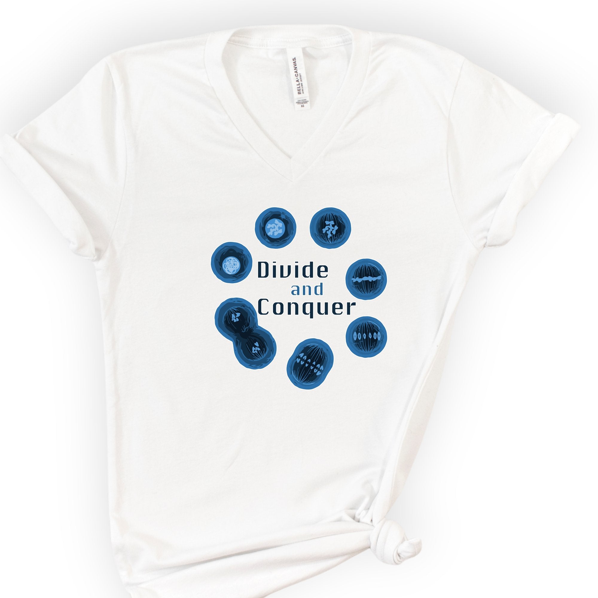 Mitosis Divide and Conquer v-neck t-shirt — White