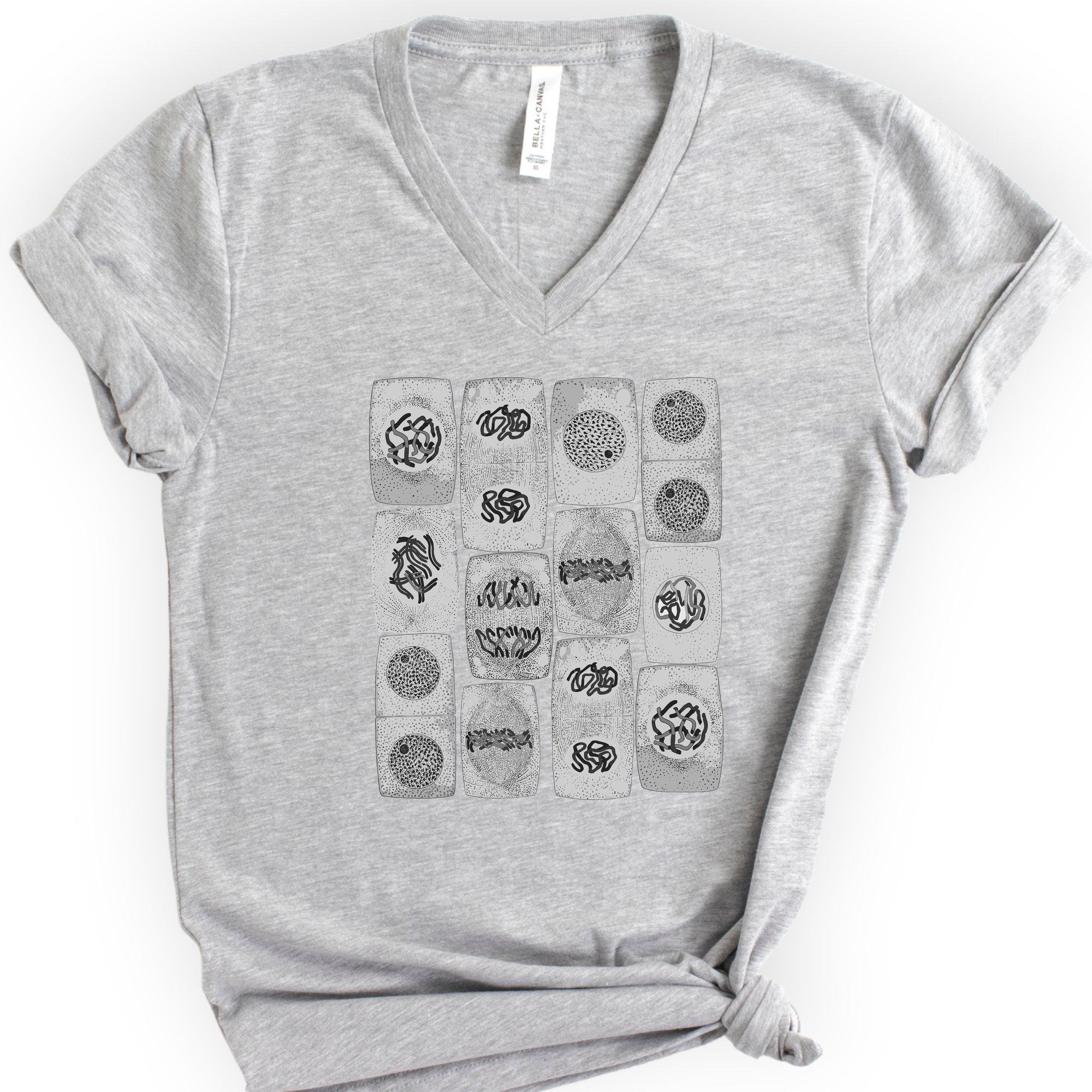 Mitosis pattern v-neck t-shirt — Athletic Heather