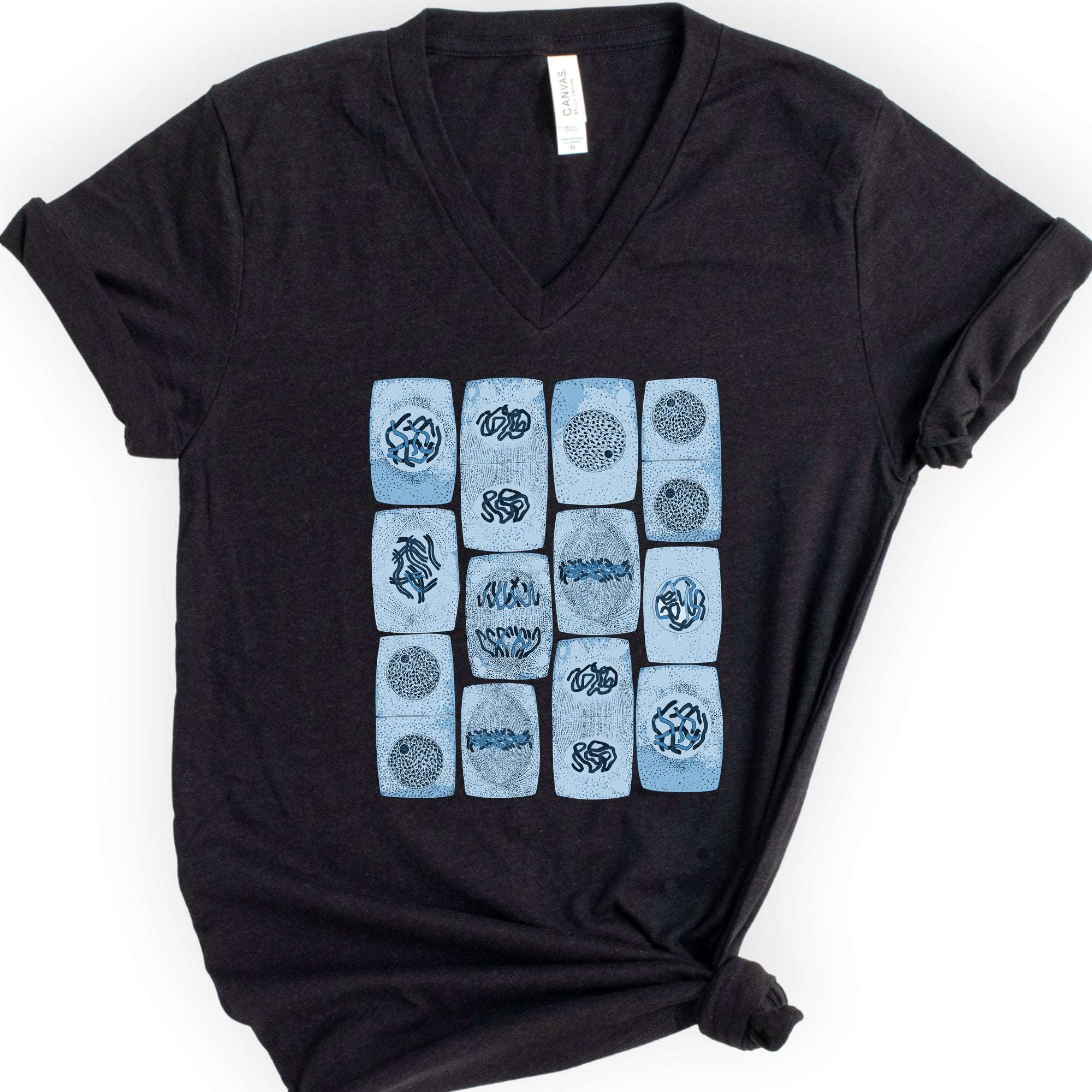 Mitosis pattern v-neck t-shirt — Black