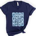 Mitosis pattern v-neck t-shirt — Navy