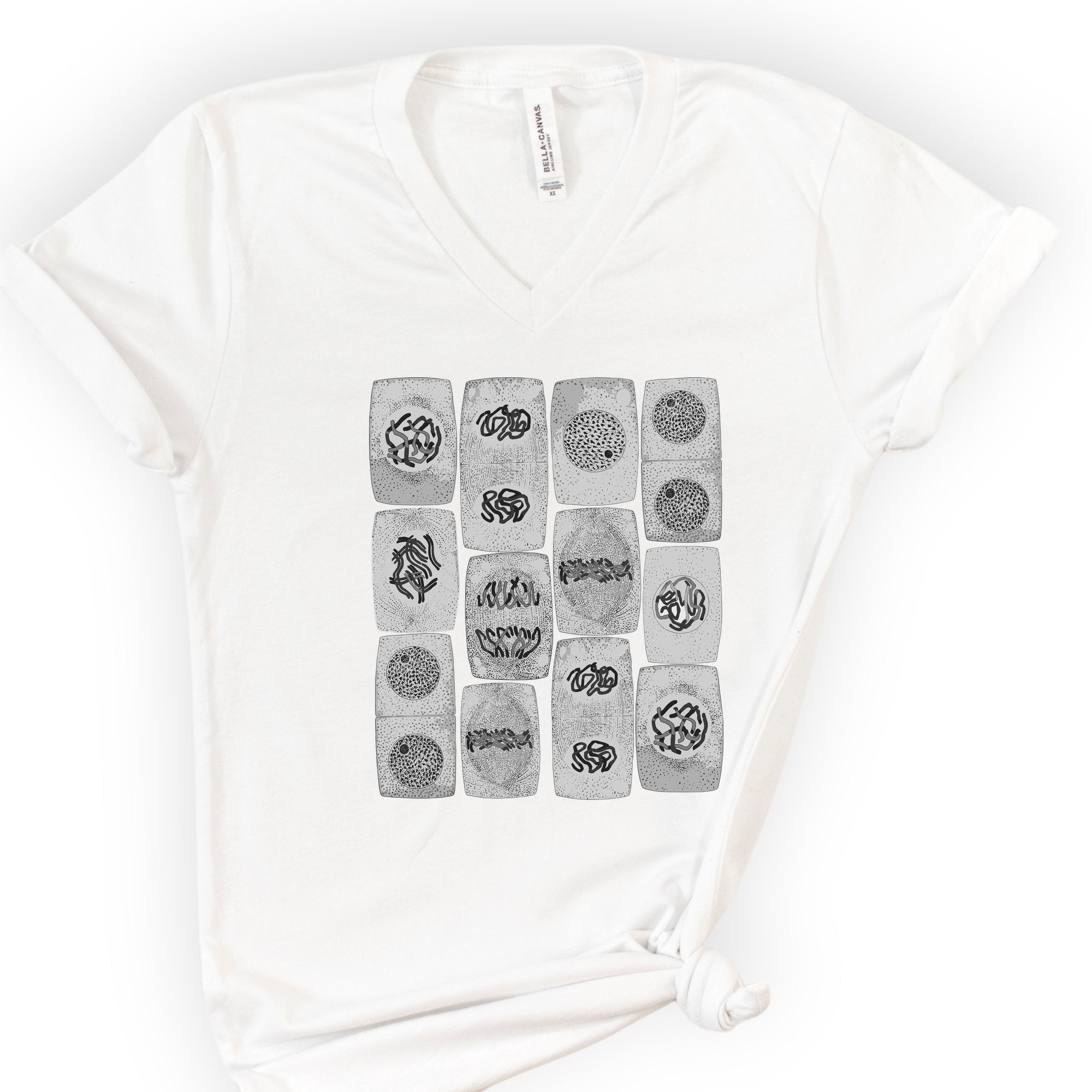 Mitosis pattern v-neck t-shirt — White