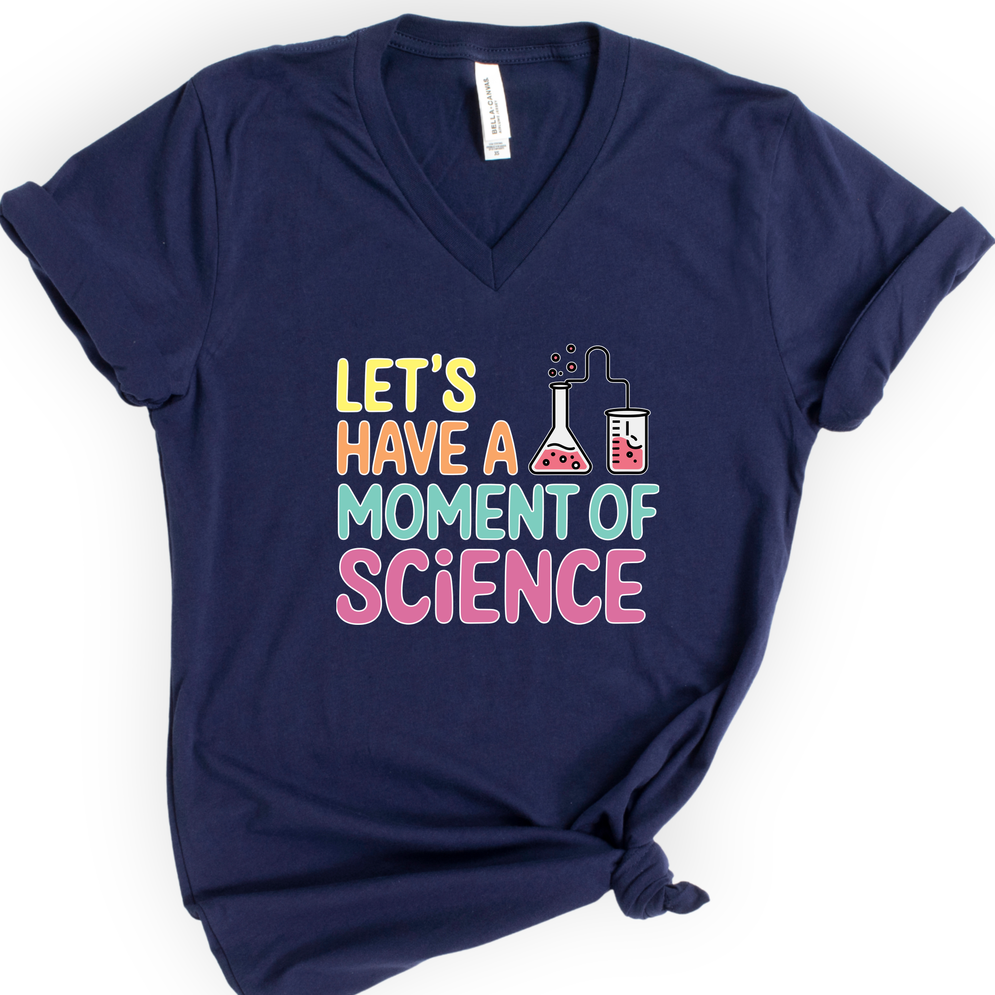 Let's Have a Moment of Science v-neck t-shirt — Navy