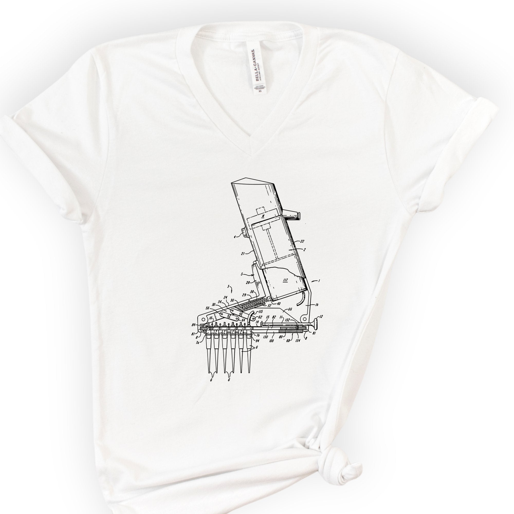 Multichannel Aid Patent v-neck t-shirt — White