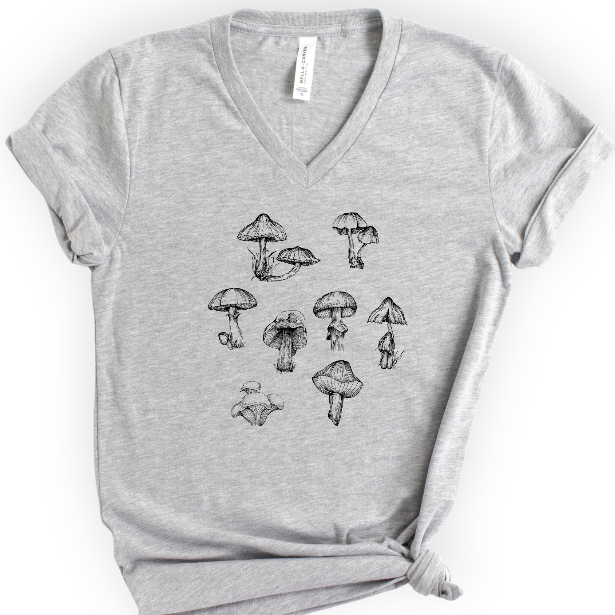 Mushrooms v-neck t-shirt — Athletic Heather
