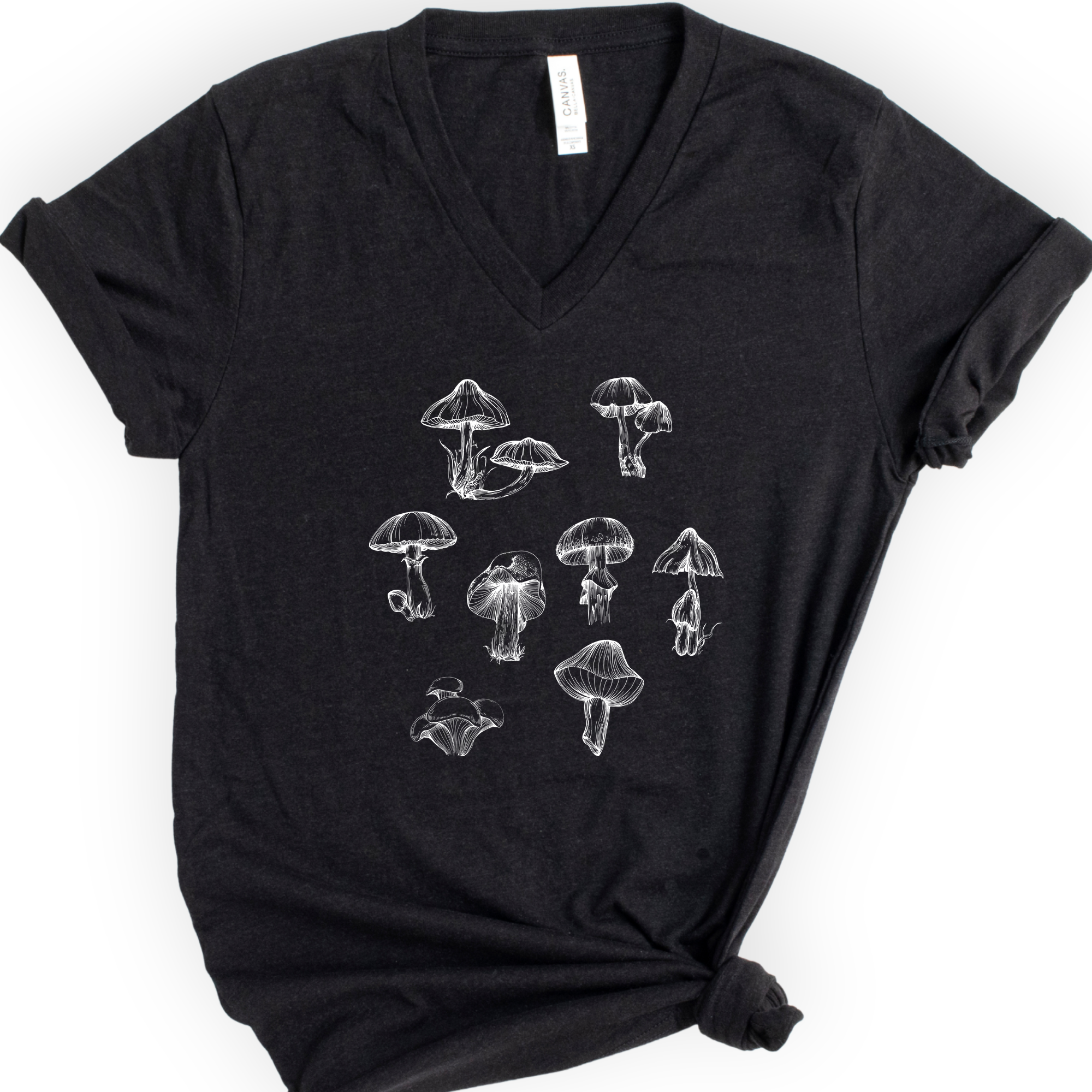Mushrooms v-neck t-shirt — Black