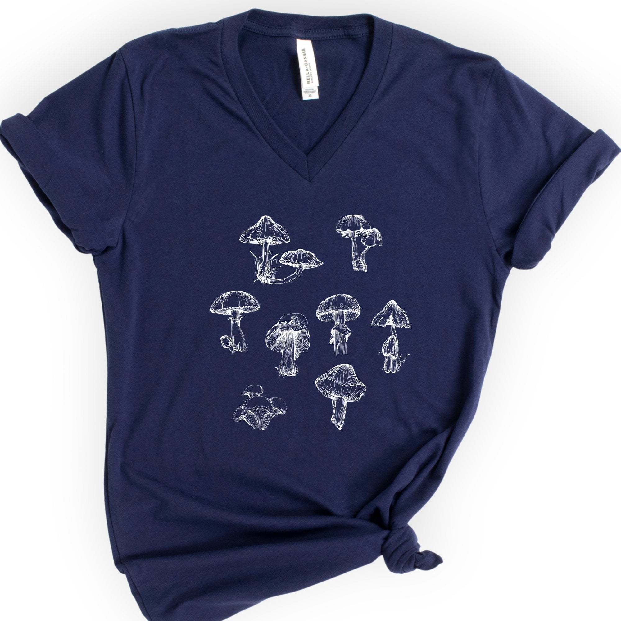 Mushrooms v-neck t-shirt — Navy