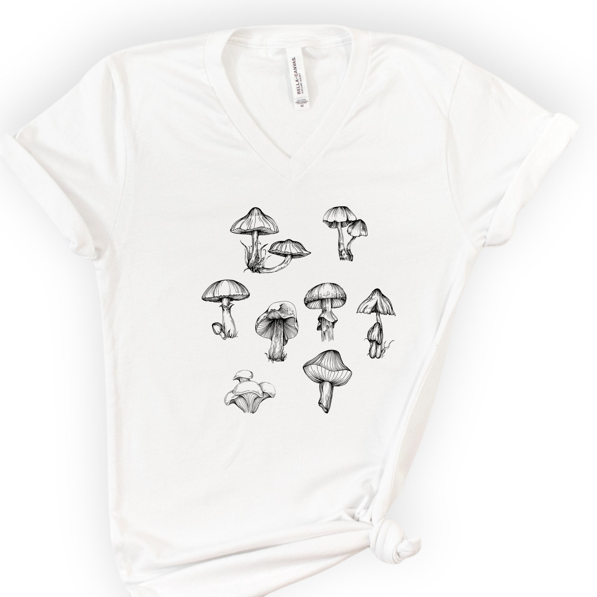 Mushrooms v-neck t-shirt — White