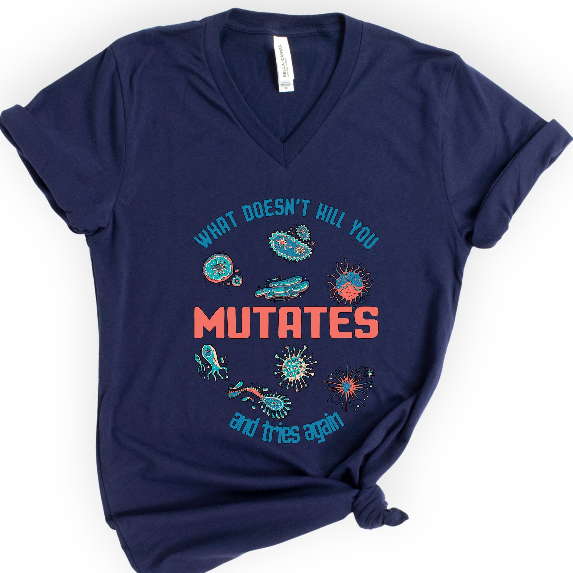 What Does Not Kill You Mutates v-neck t-shirt — Navy