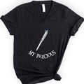 My Precious Lab Pen v-neck t-shirt — Black