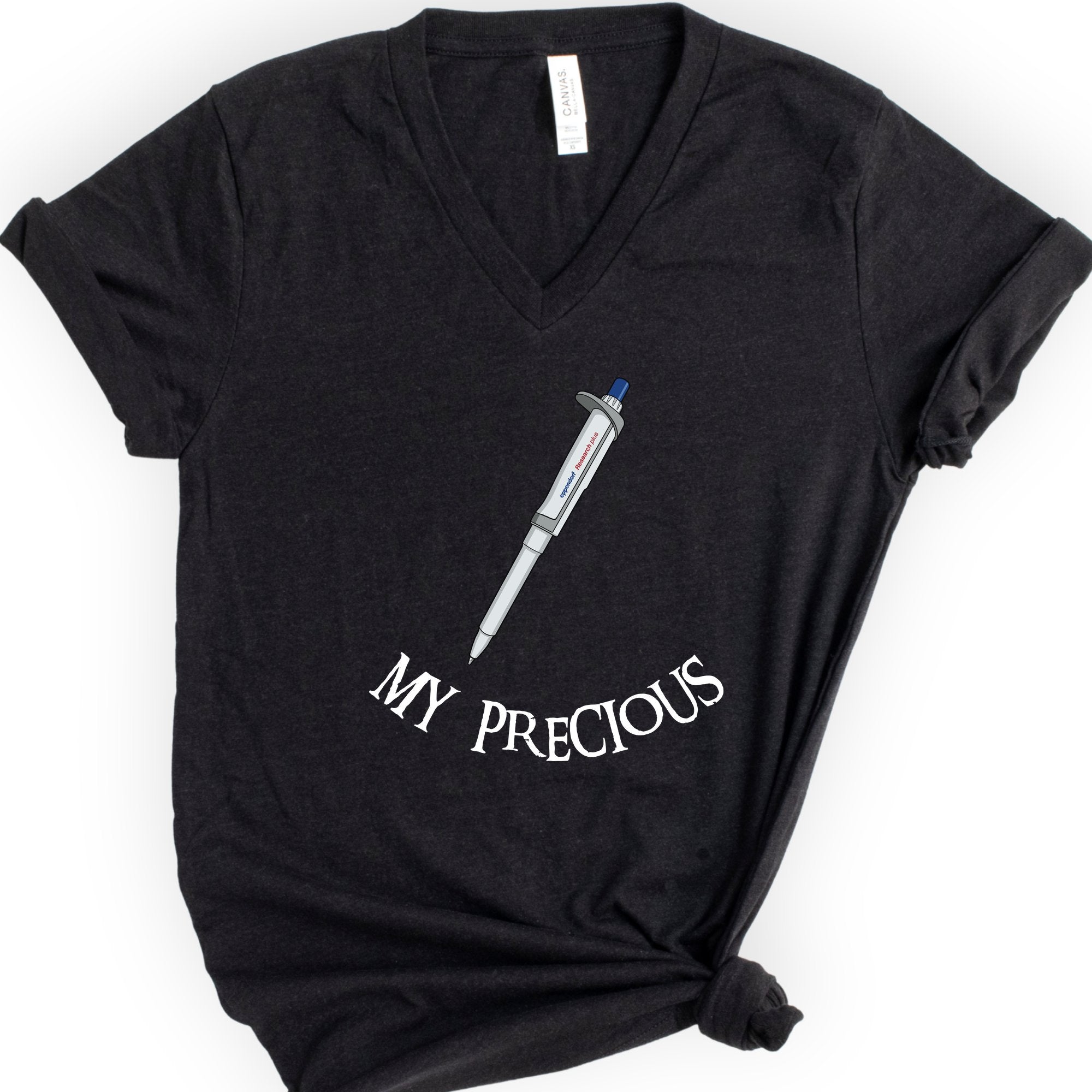 My Precious Lab Pen v-neck t-shirt — Black