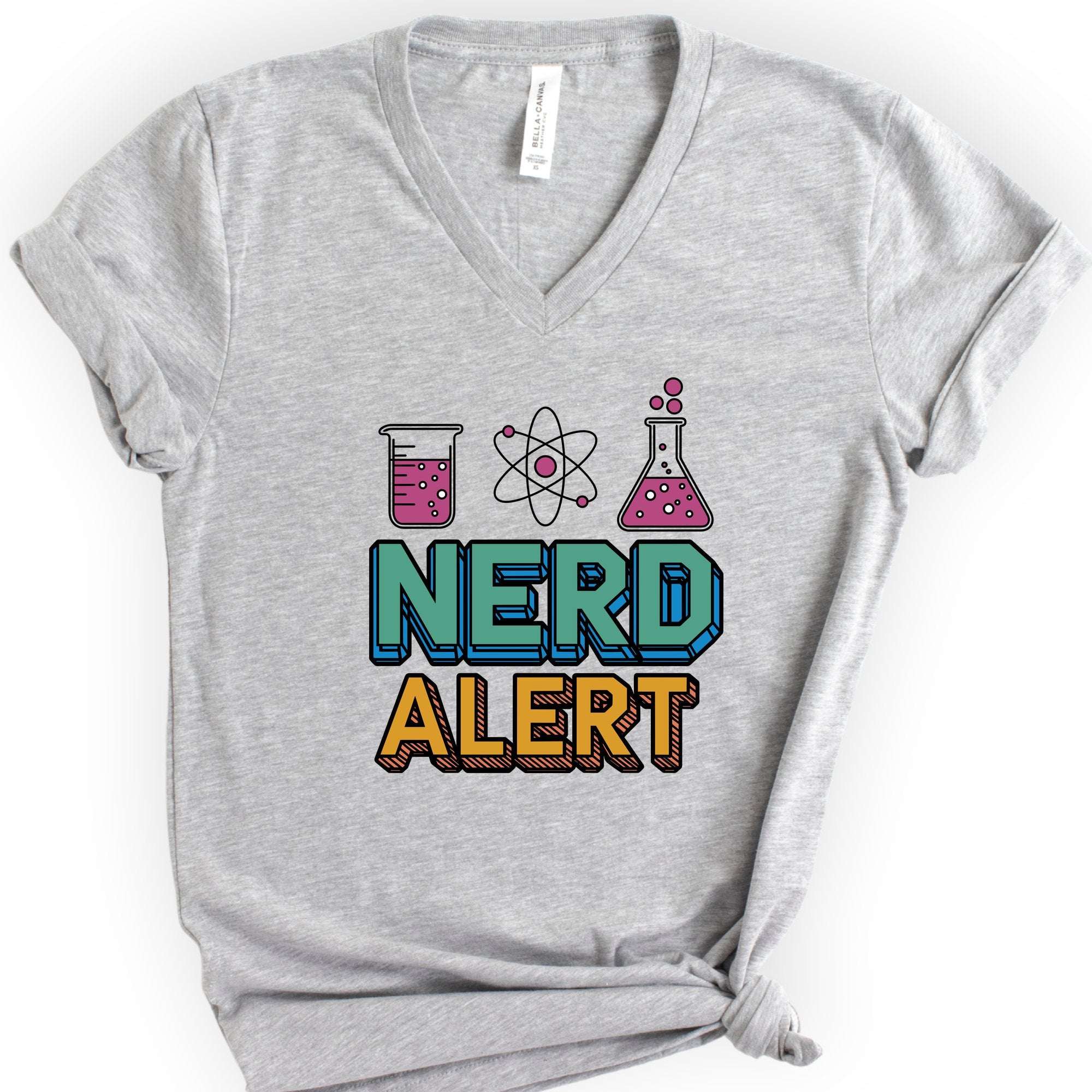Nerd Alert v-neck t-shirt — Athletic Heather