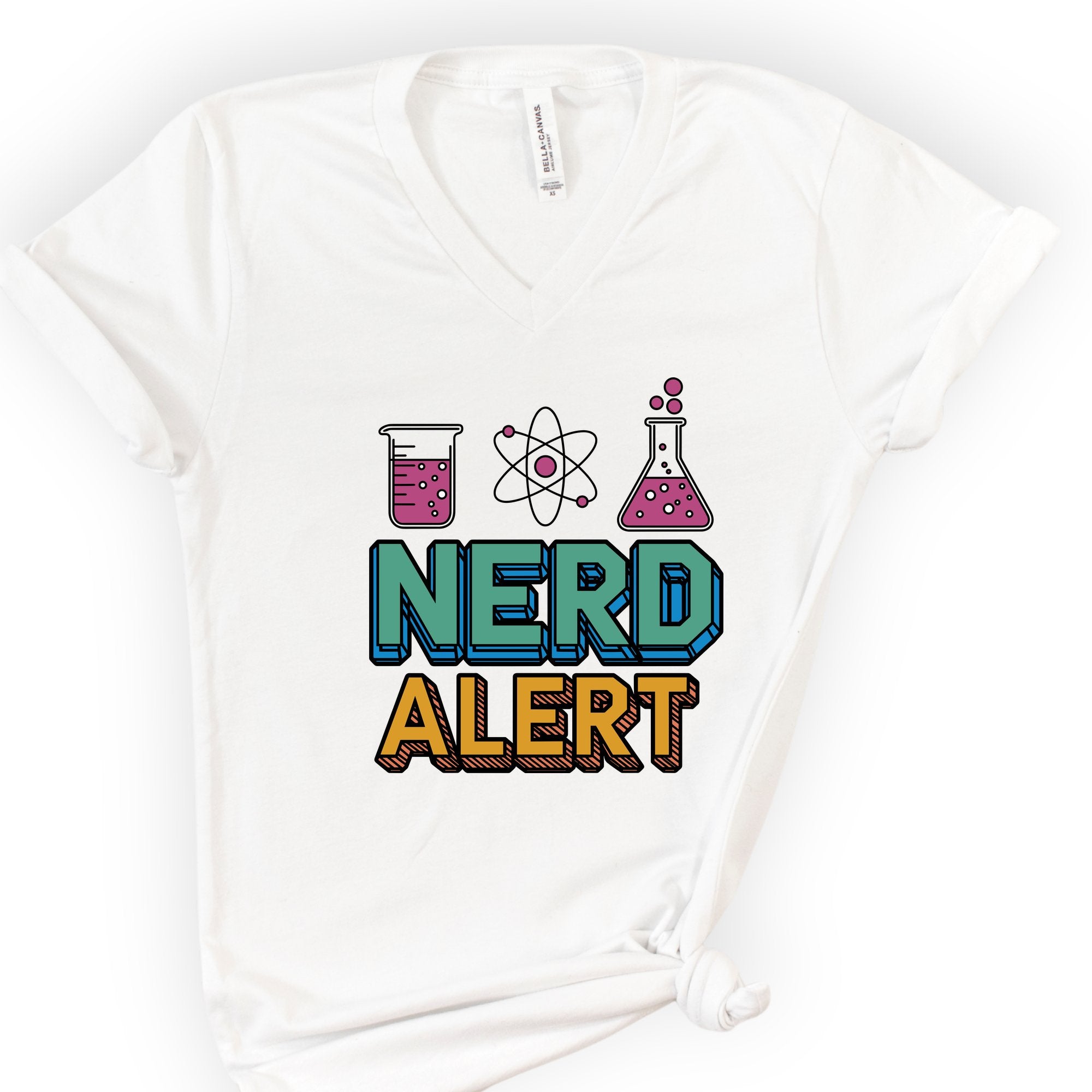 Nerd Alert v-neck t-shirt — White