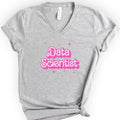 Data Scientist Pink Doll — Retro Script v-neck t-shirt — Athletic Heather
