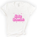 Data Scientist Pink Doll — Retro Script v-neck t-shirt — White