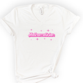 Mathematician Pink Doll — Retro Script v-neck t-shirt — White