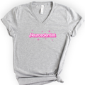 Neuroscientist Pink Doll — Retro Script v-neck t-shirt — Athletic Heather