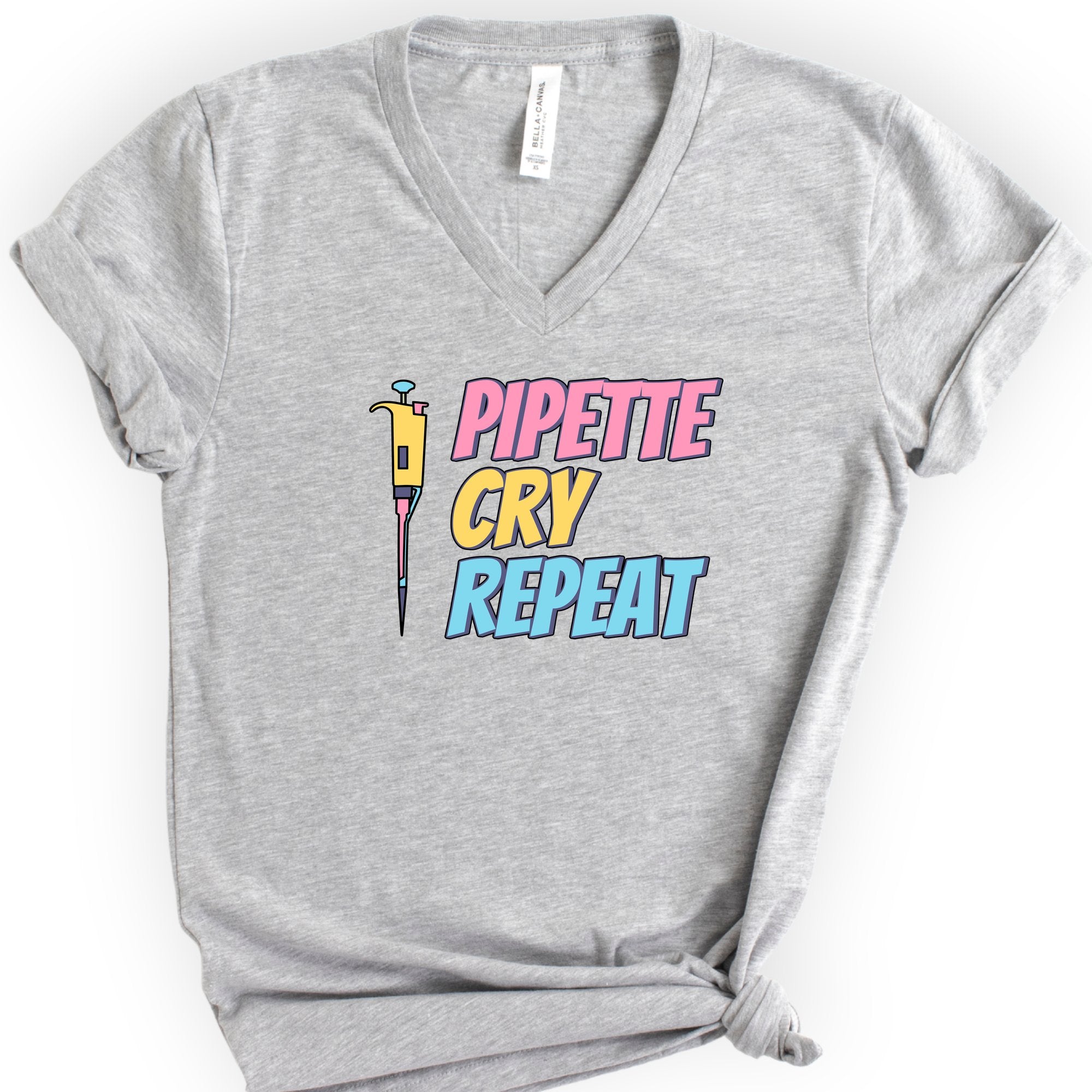 Pipette Cry Repeat v-neck t-shirt — Athletic Heather