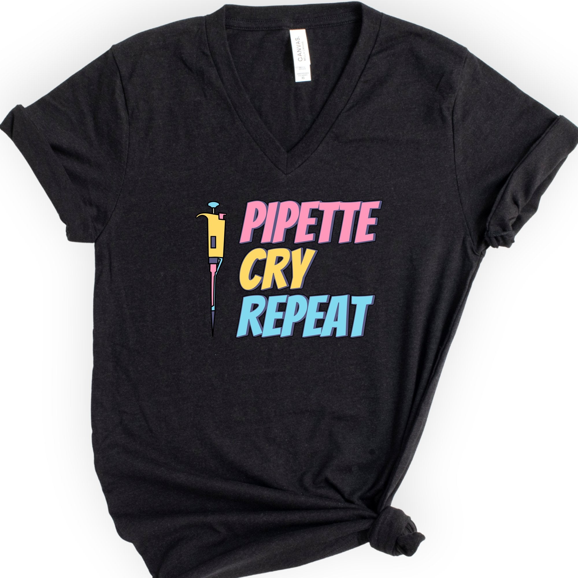 Pipette Cry Repeat v-neck t-shirt — Black