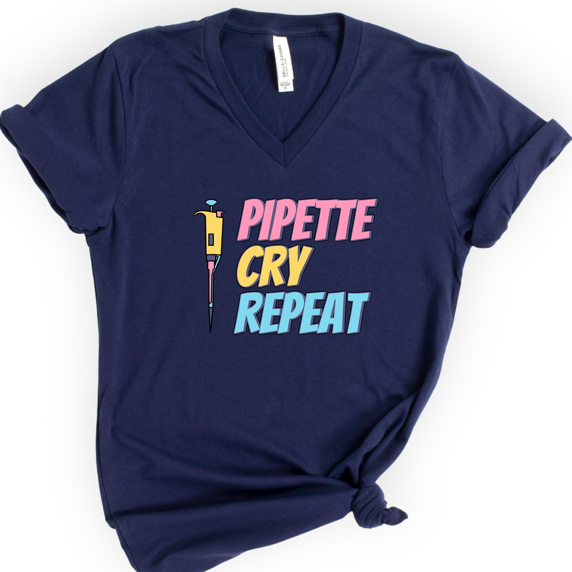 Pipette Cry Repeat v-neck t-shirt — Navy