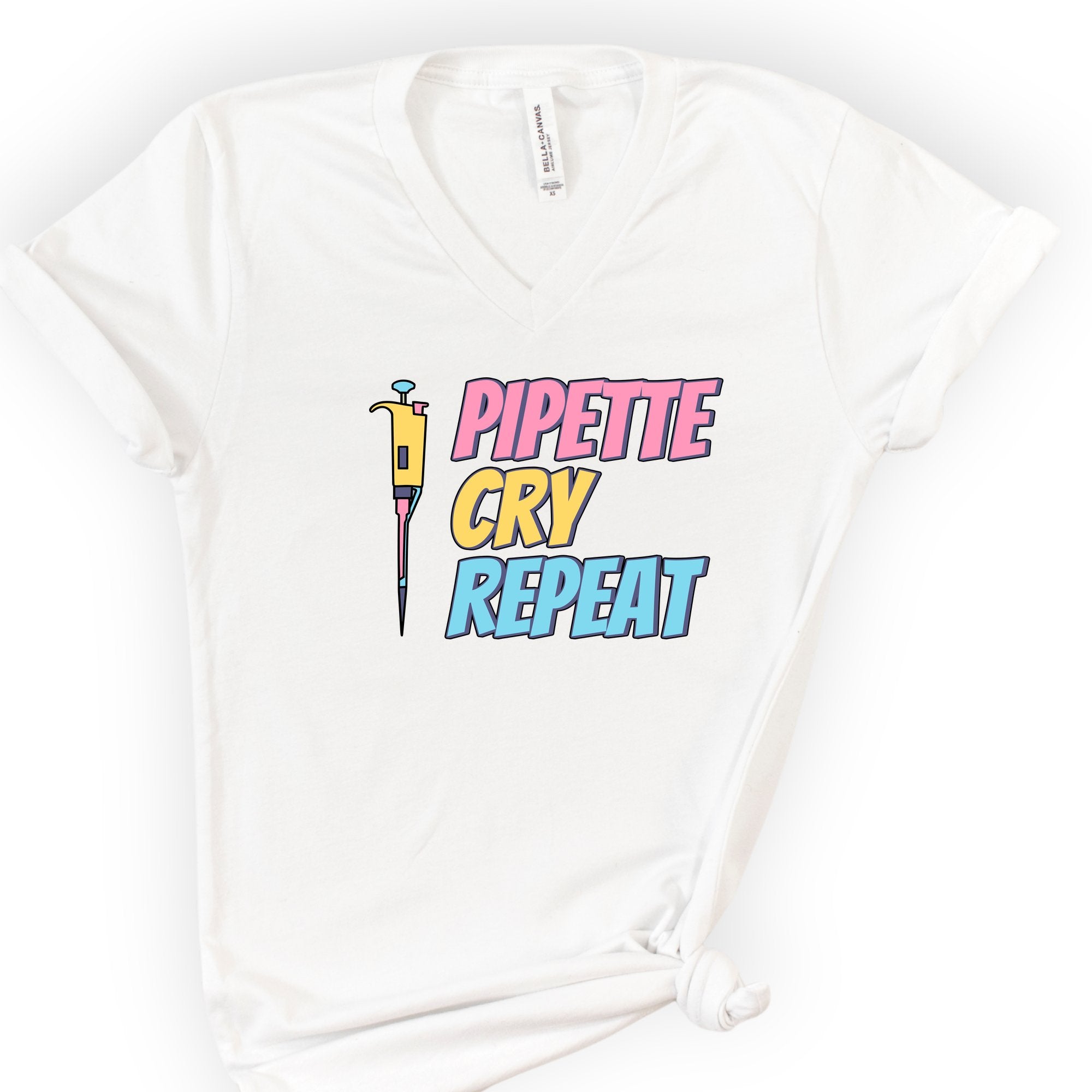Pipette Cry Repeat v-neck t-shirt — White
