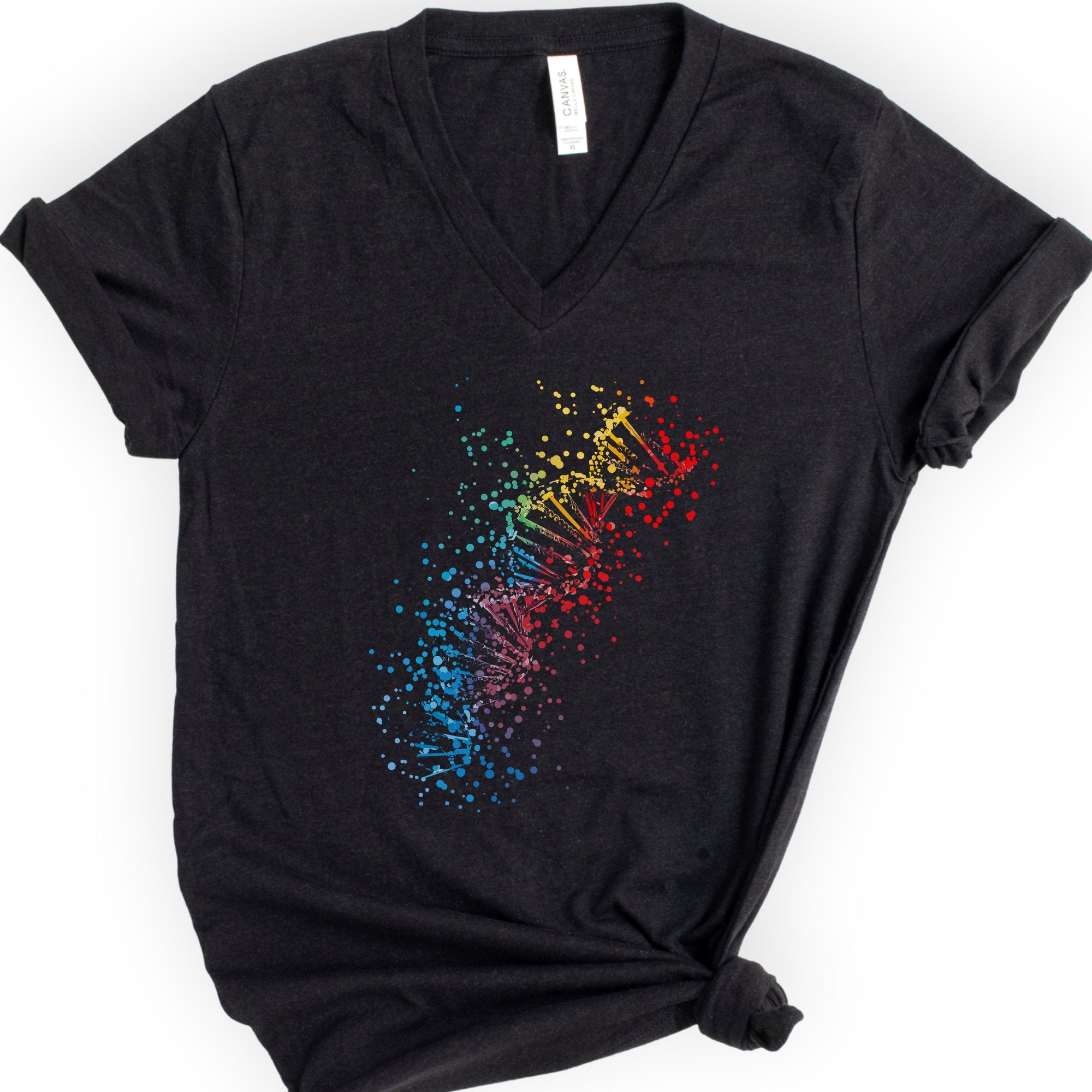 Rainbow DNA v-neck t-shirt — Black