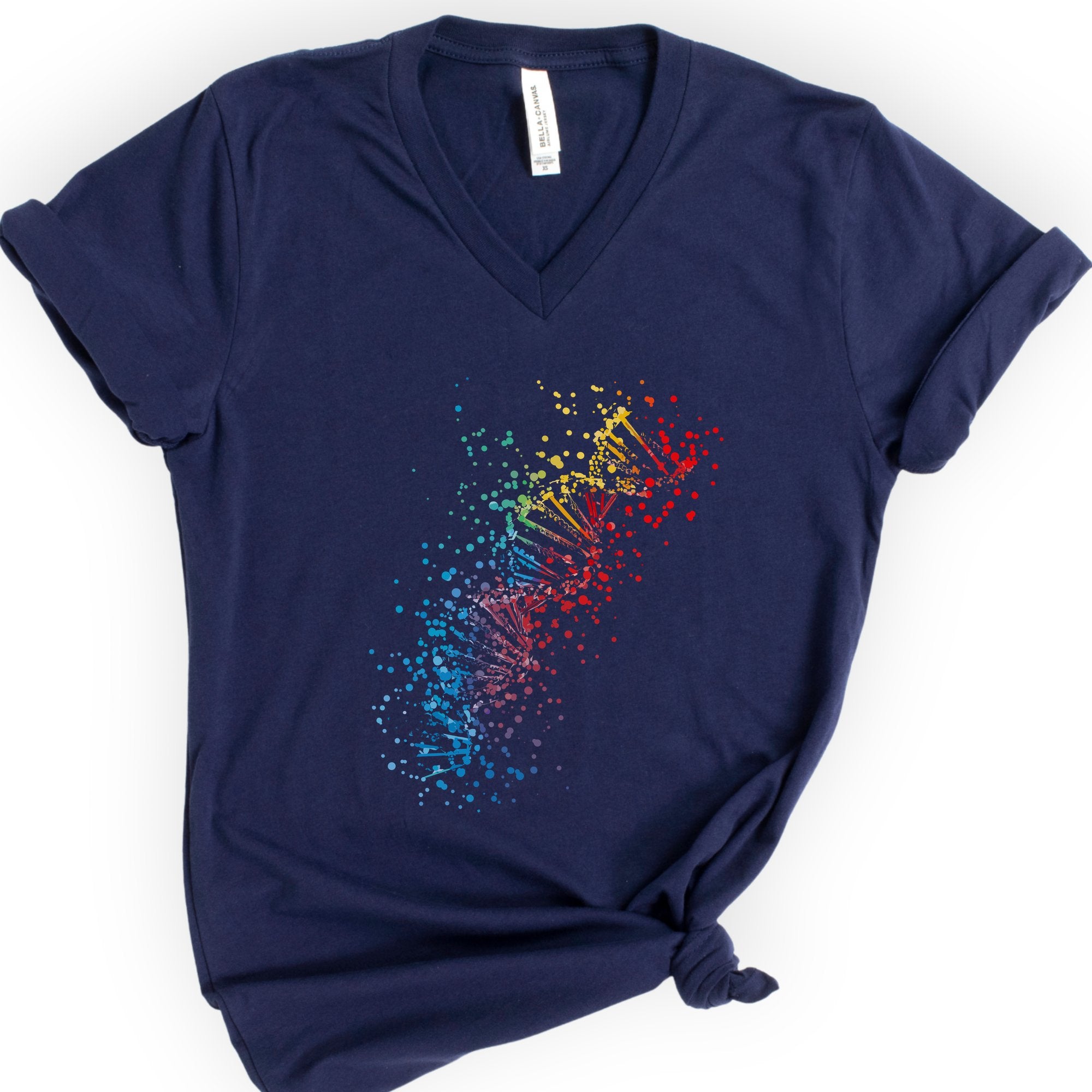 Rainbow DNA v-neck t-shirt — Navy